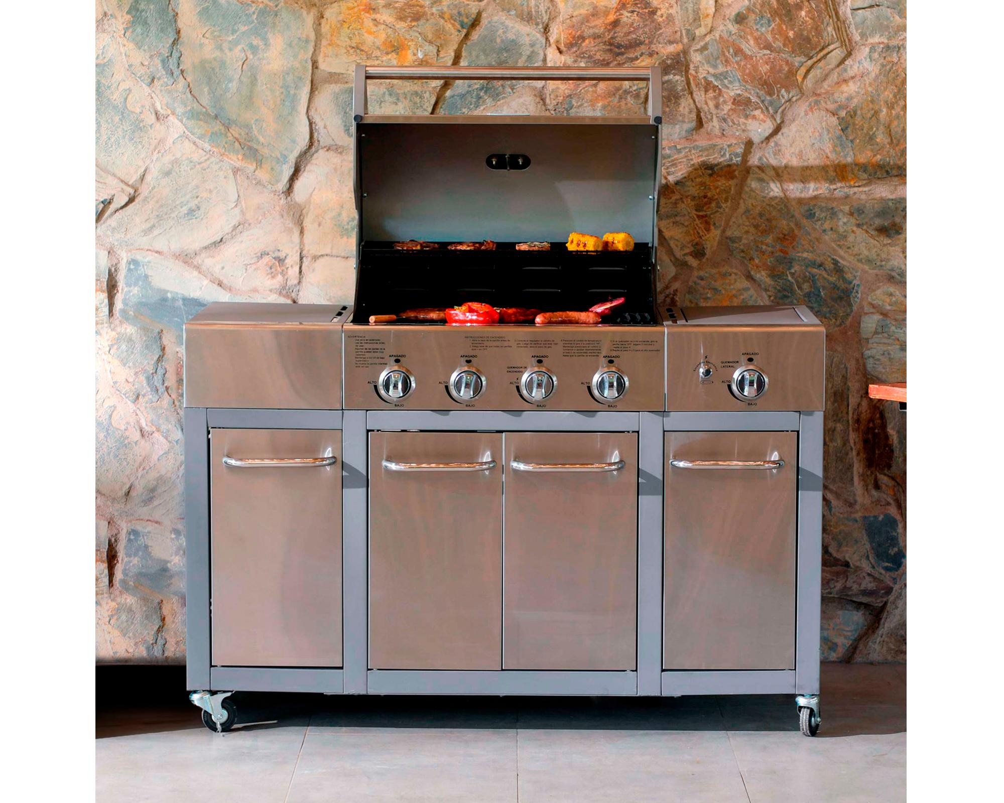 Parrilla a gas 4 quemadores + lateral Buffalo BBQ Grill-6