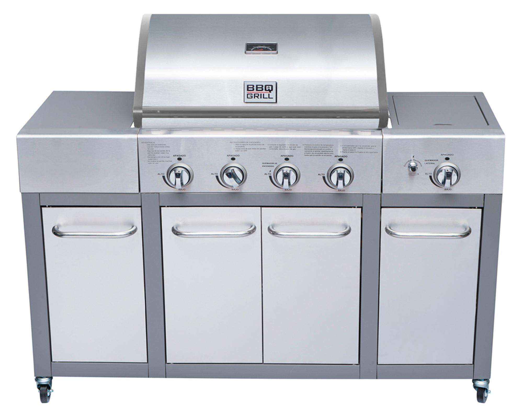 Parrilla a gas 4 quemadores + lateral Buffalo BBQ Grill-0