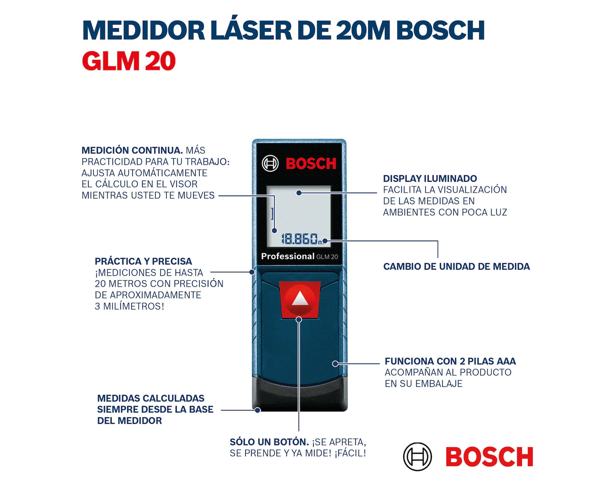 Medidor de distancia láser 20 metros GLM-20 Bosch-4