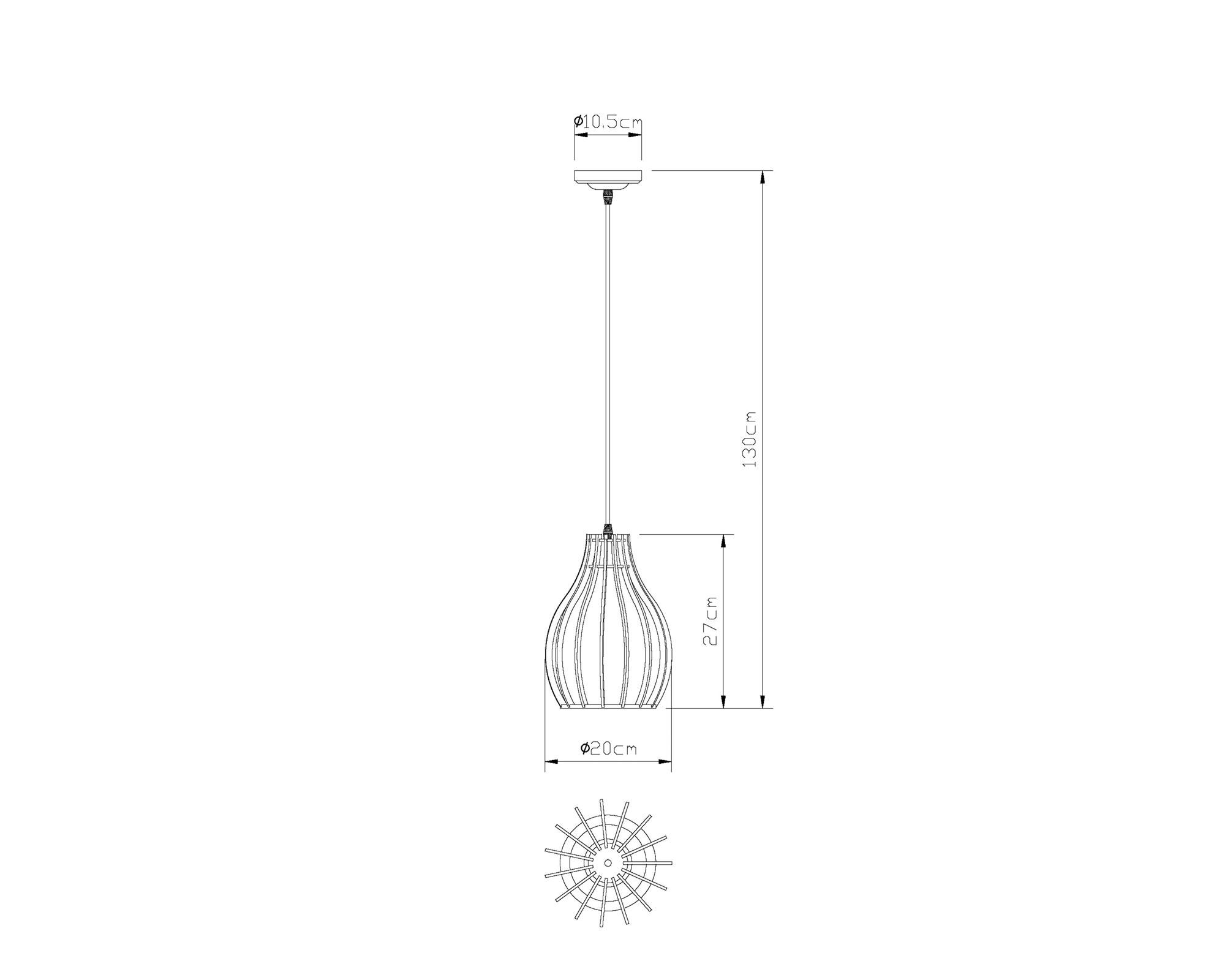 Lámpara colgar 1L E27 ML1680942 madera Abitare-3