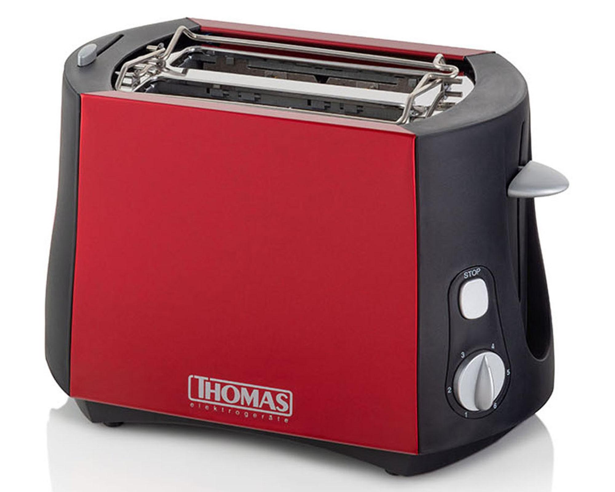 Tostador 2 rebanadas 800W TH-120R rojo Thomas-0