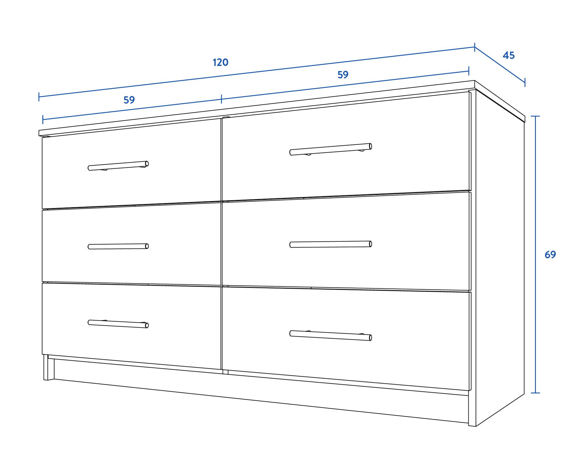 Cómoda 6 cajones Altair nogal amazónico Cic-6