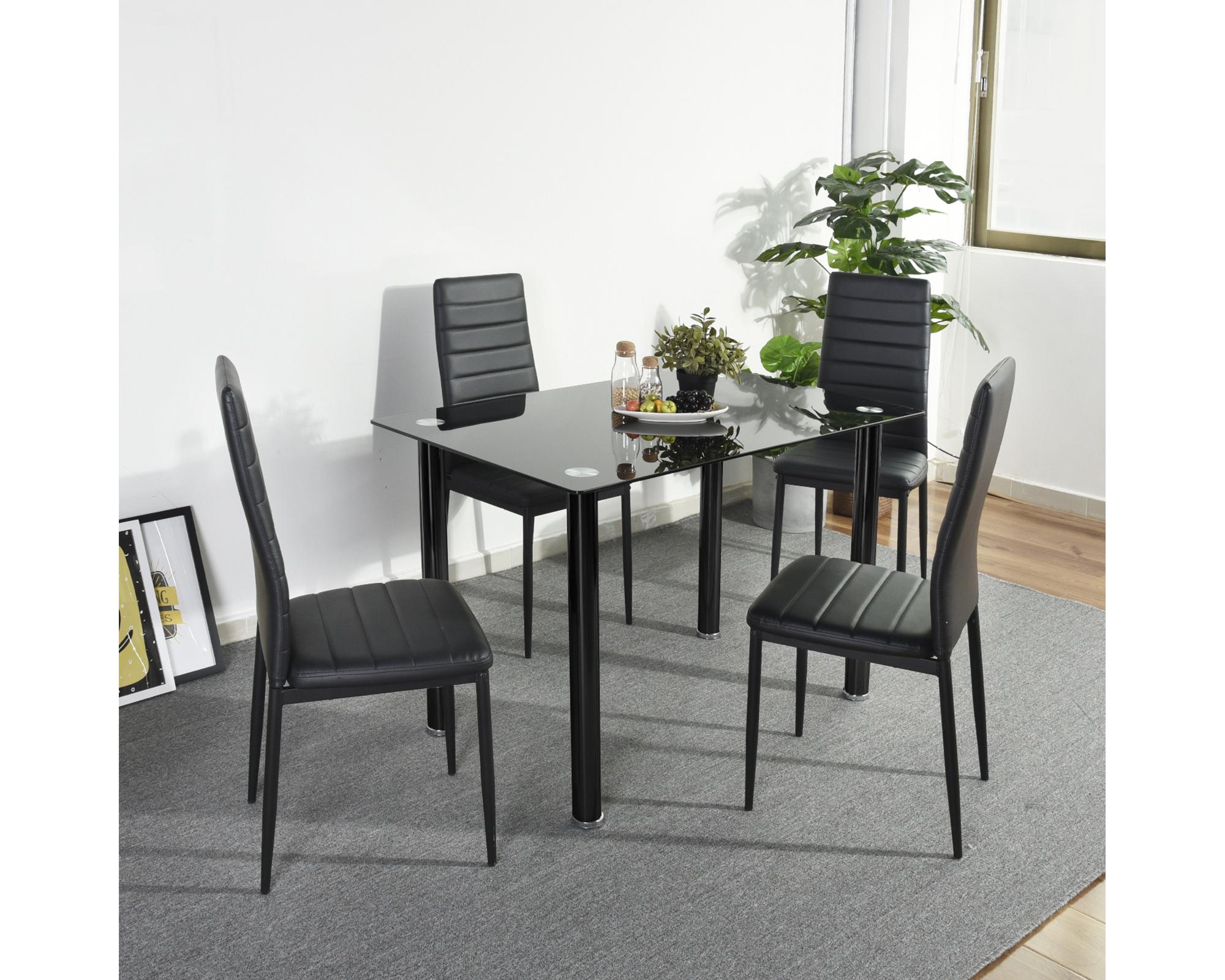 Comedor 4 sillas vidrio negro-6