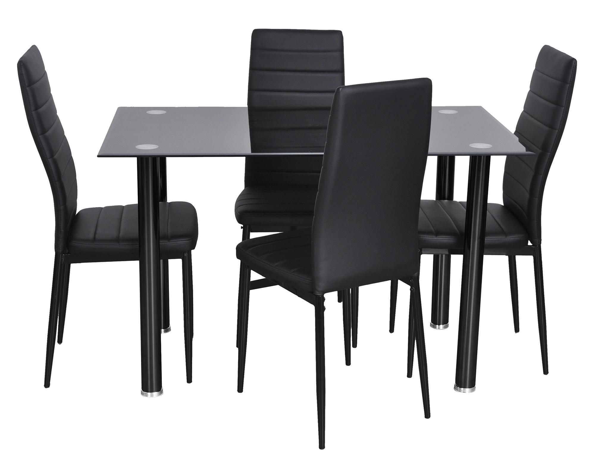 Comedor 4 sillas vidrio negro-0