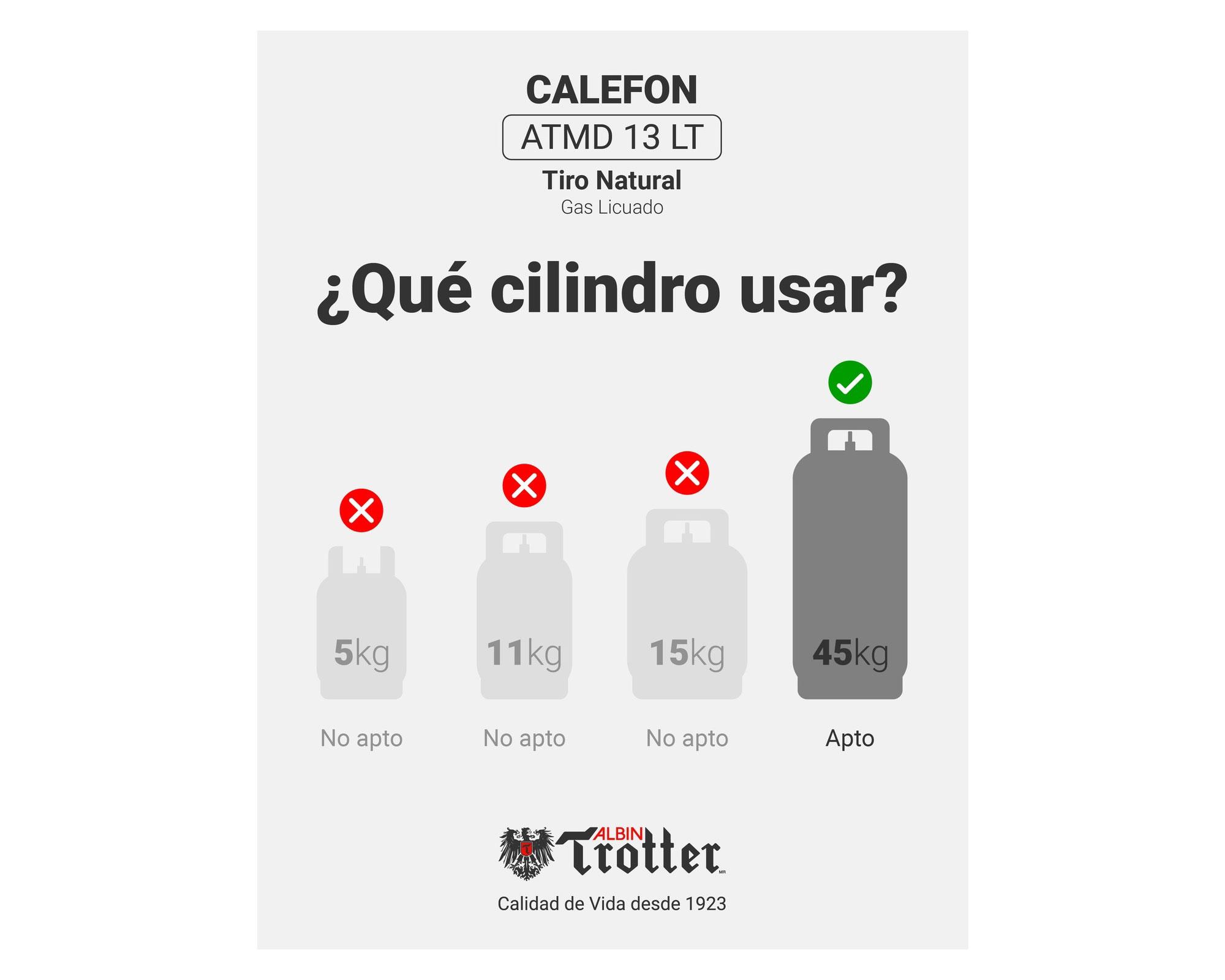 Calefont ionizado tiro natural 13 lt gas licuado ATMD Albin Trotter-1