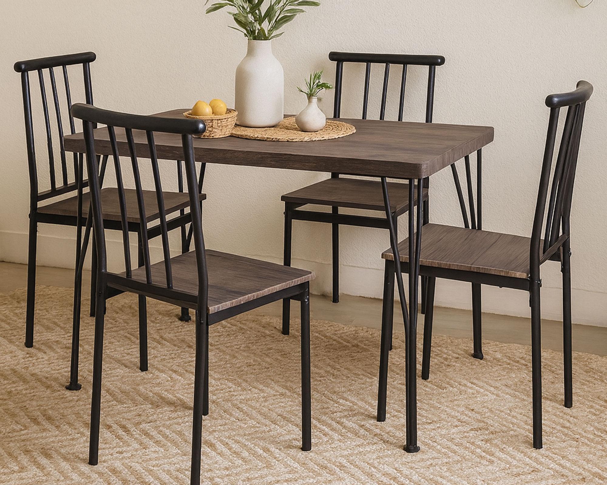 Comedor 4 sillas Amalio 75x110x70 cm-10