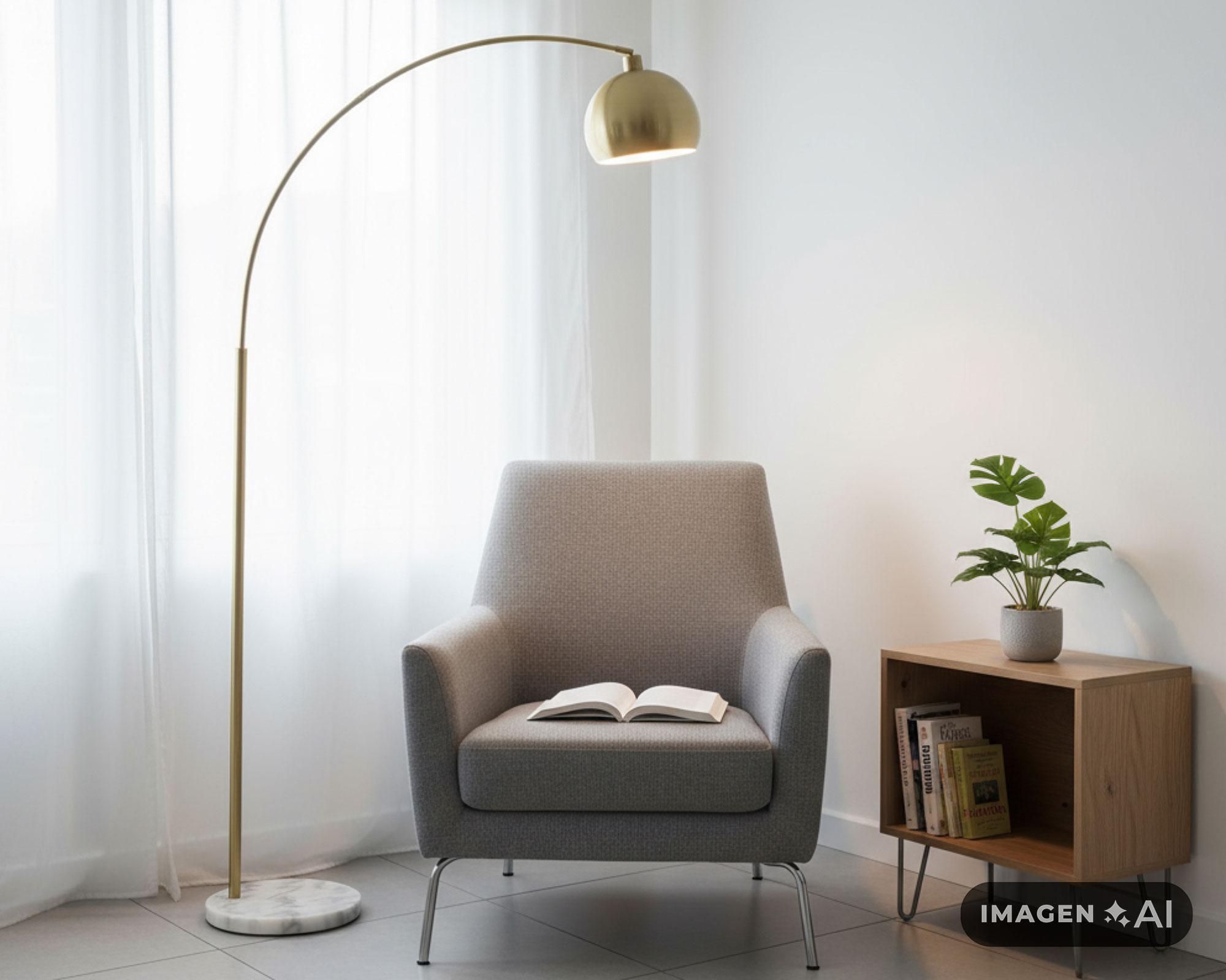 Lámpara pie 1L E27 Gold arco mármol Abitare-5