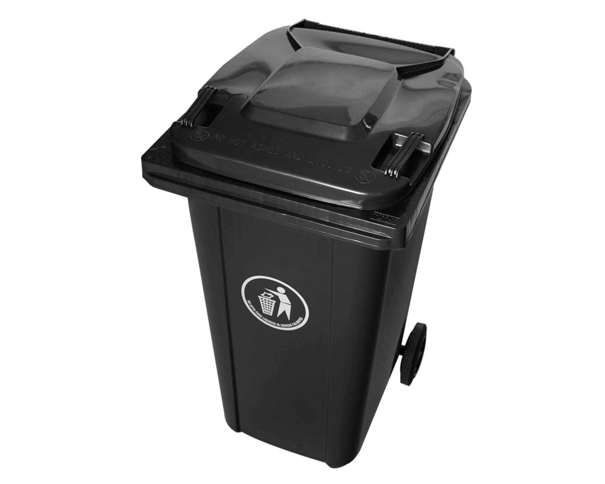 Basurero tapa y ruedas 240 litros industrial gris Cotidiana-2