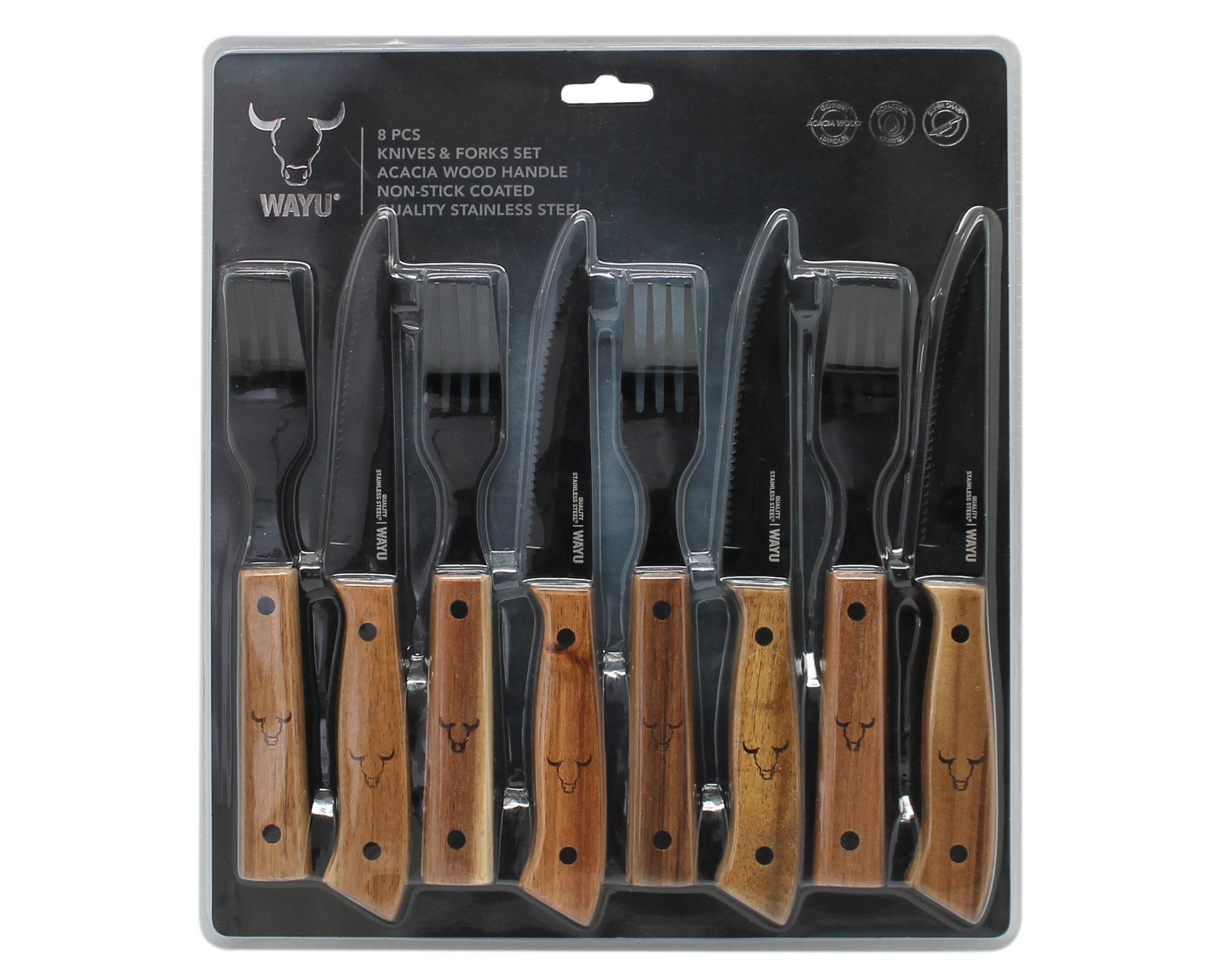 Cuchillos + tenedores prm 8 piezas Wayu-2
