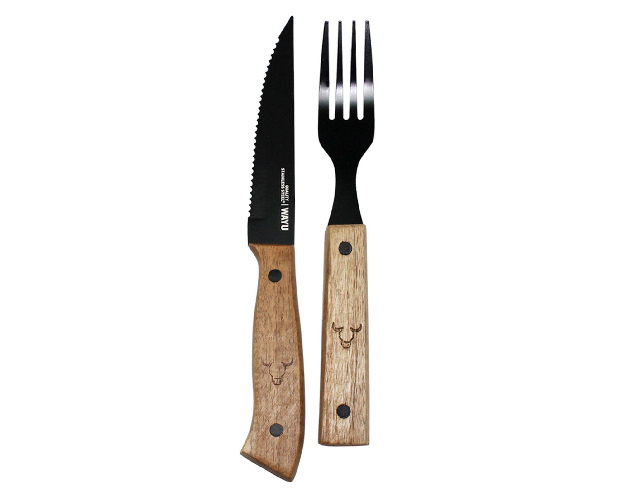 Cuchillos + tenedores prm 8 piezas Wayu-1