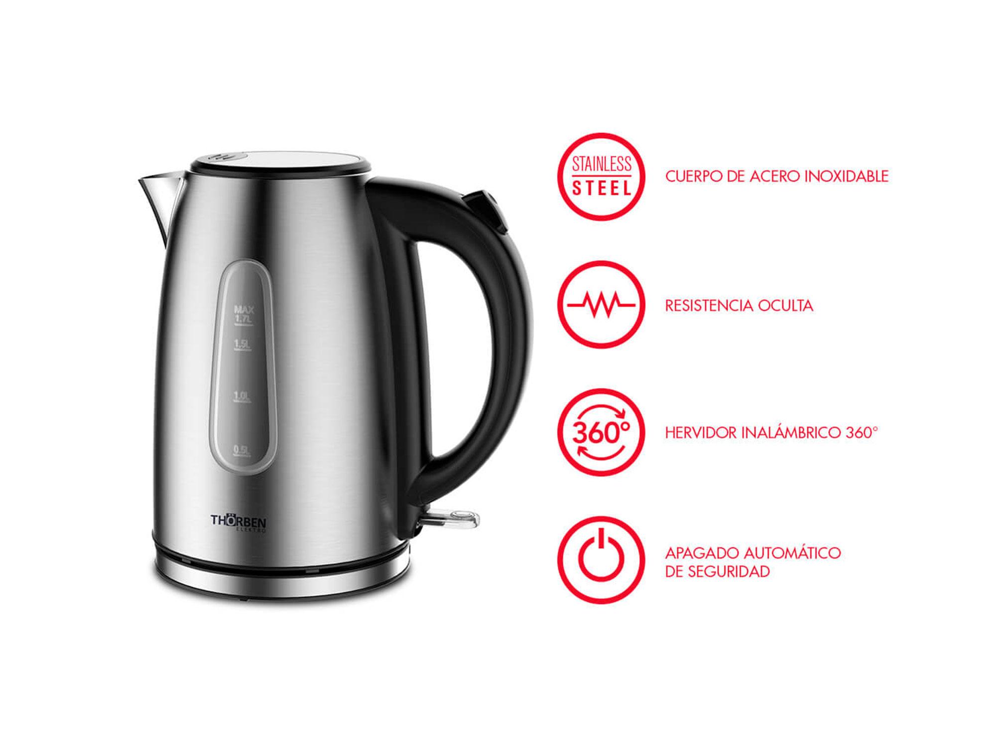 Hervidor 1,7 litros Thor steel 1700 inox Thorben-1