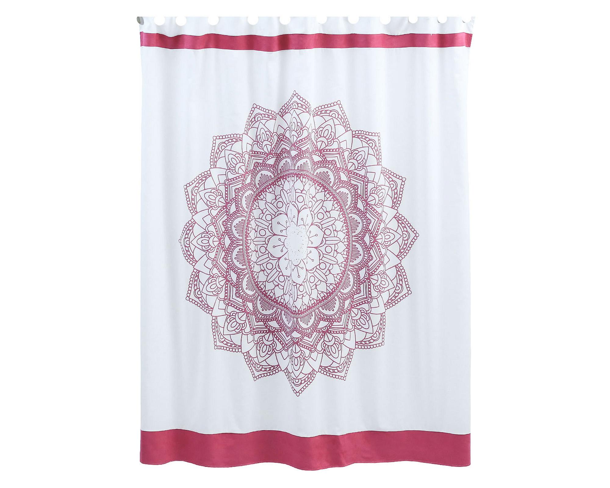 Cortina baño 180x180 cm mandala fucsia/blanco Cotidiana-0