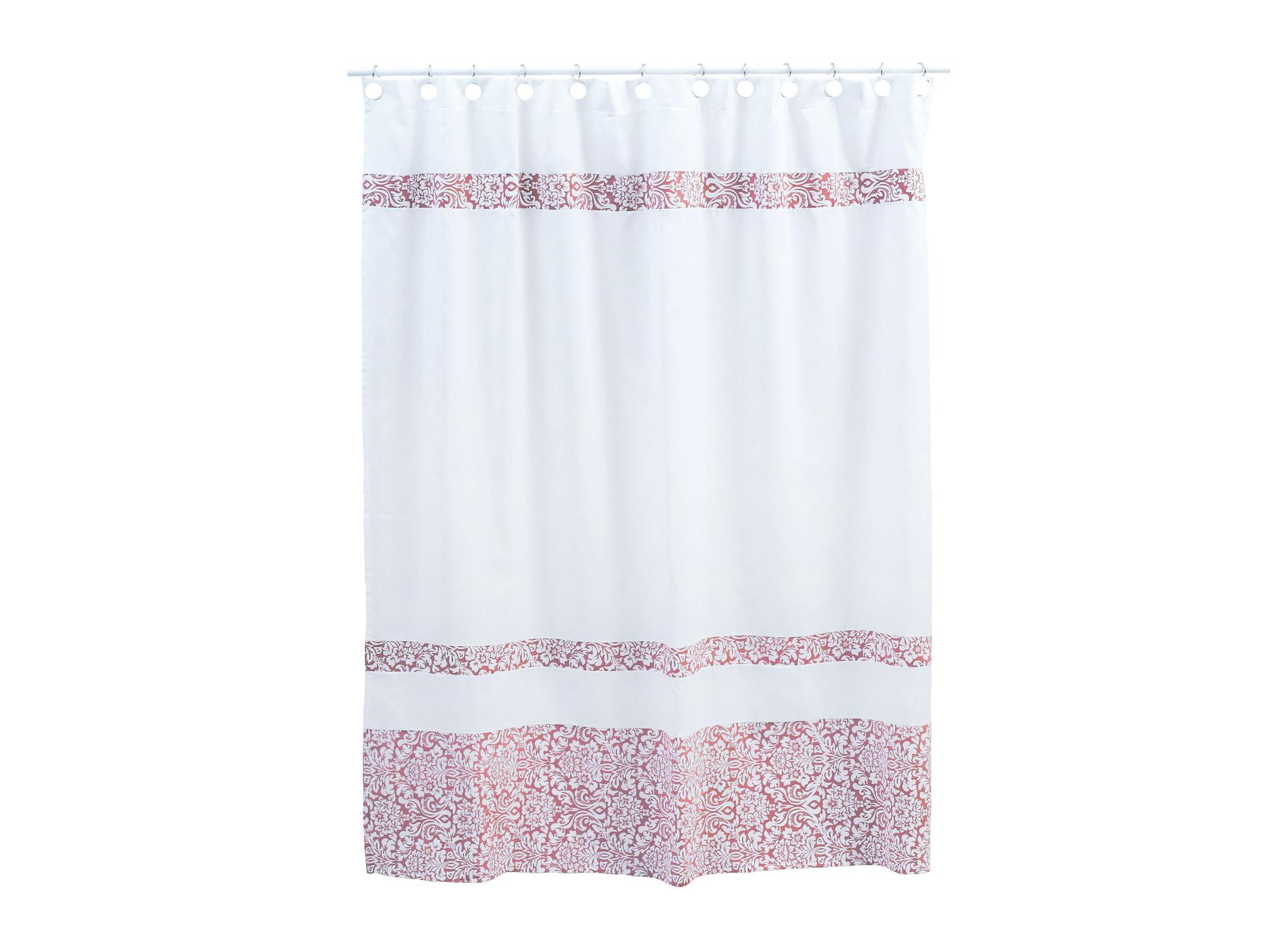 Cortina baño 180x180 cm palo rosa blanco Cotidiana-0
