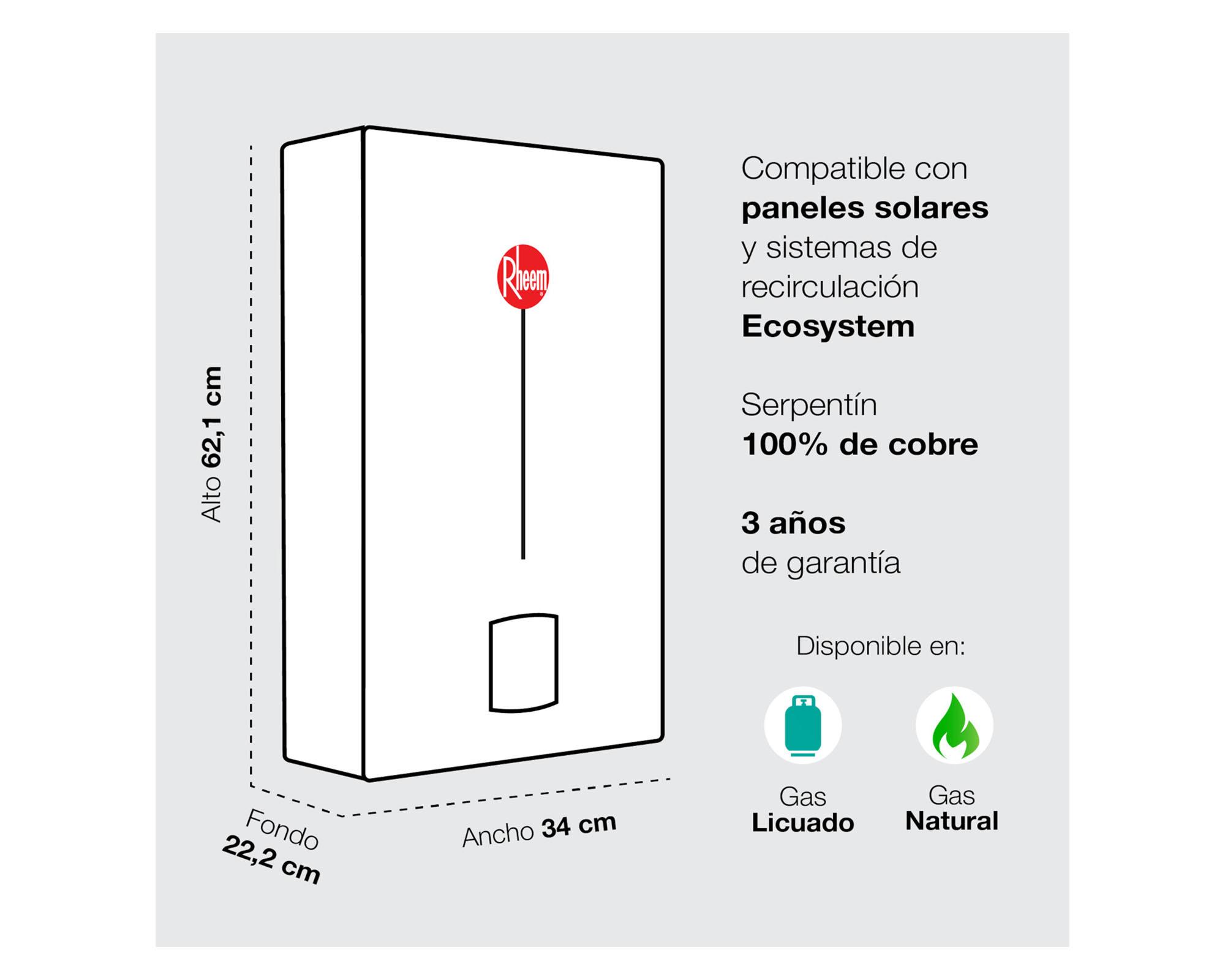 Calefont tiro natural 11 litros gas licuado Prestige Rheem-3