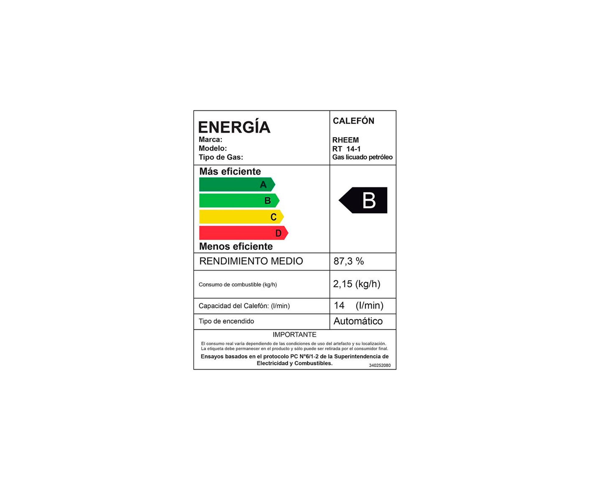 Calefont tiro natural 14 litros gas licuado Prestige Rheem-8