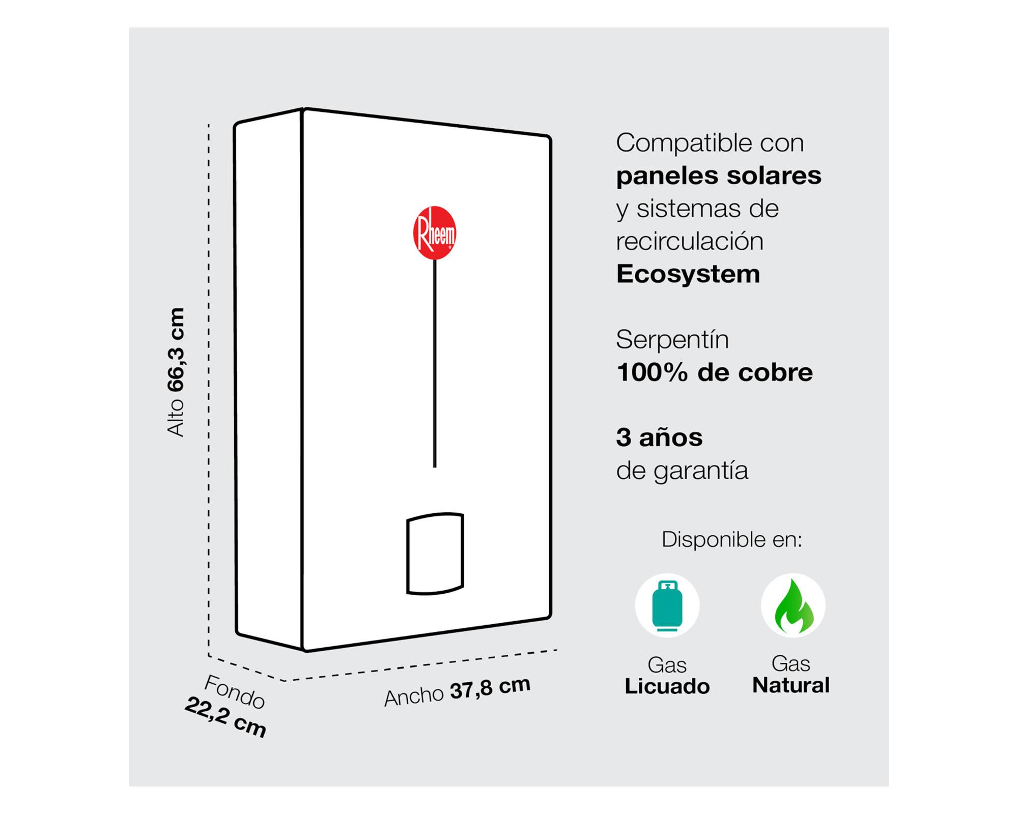 Calefont tiro natural 14 litros gas natural Prestige Rheem-3