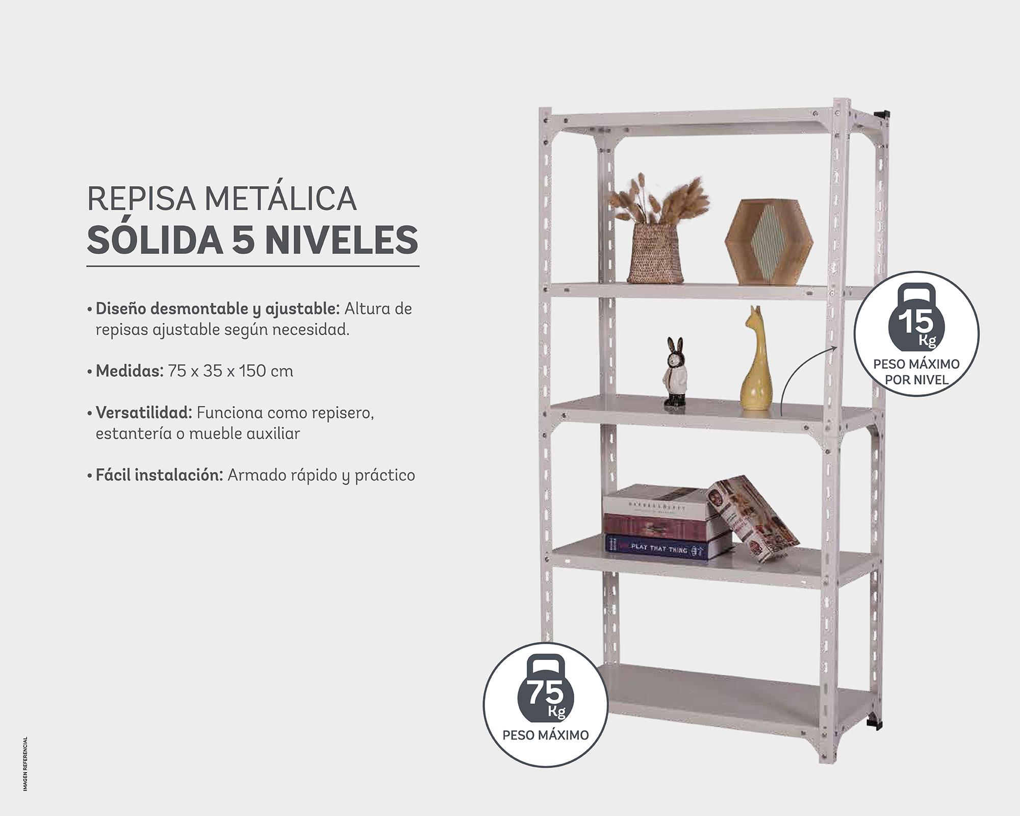 Repisa 5 niveles metal blanco Cotidiana-5