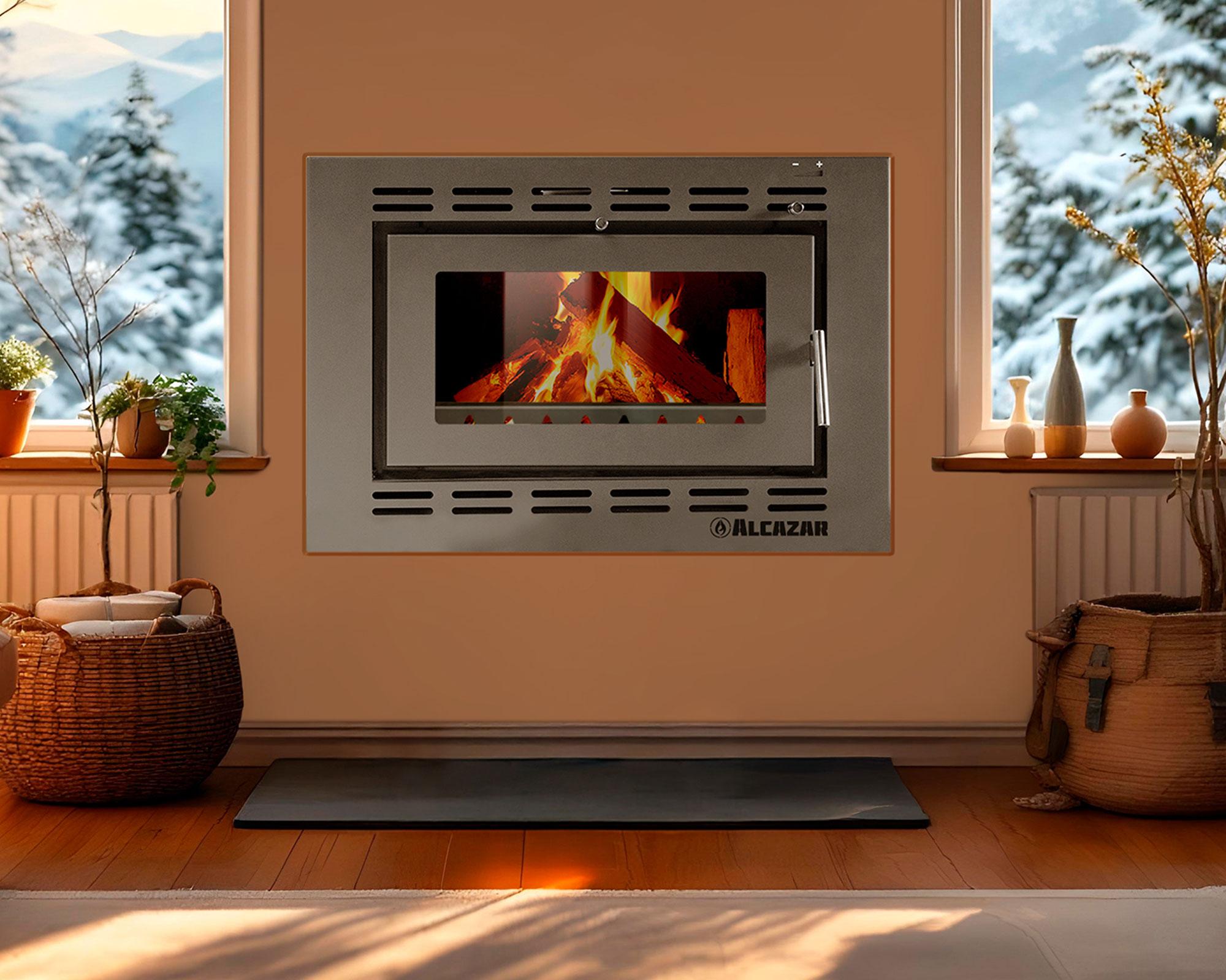 Estufa a leña 26700W Mont Blanc gris charcoal Alcazar-5