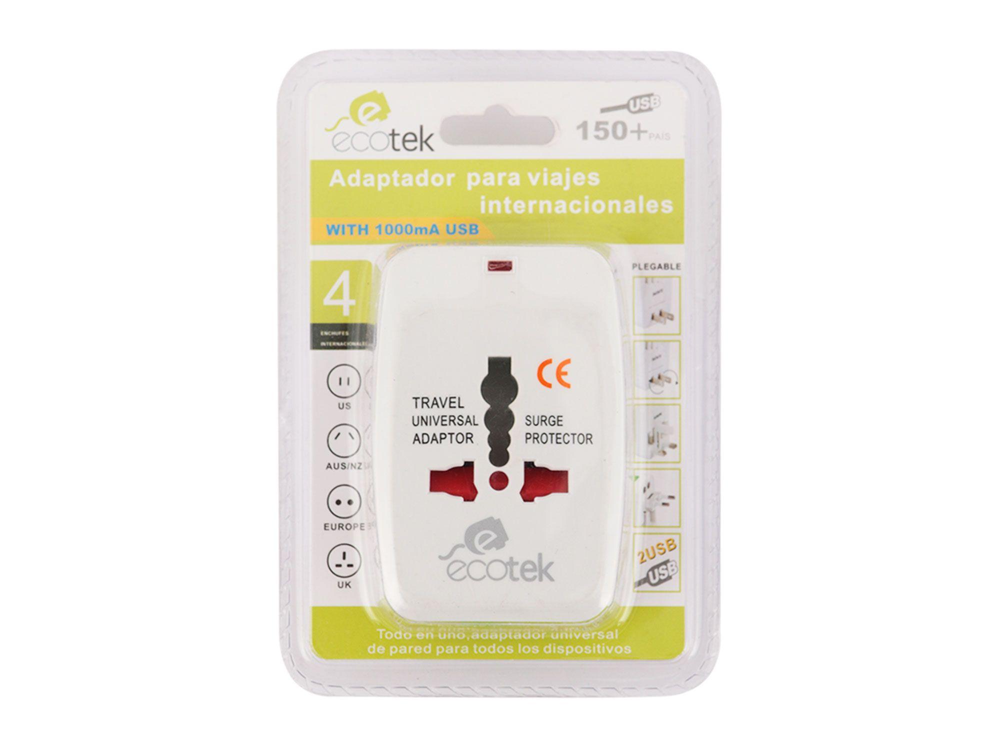 Adaptador para viaje USB blanco Ecotek-3