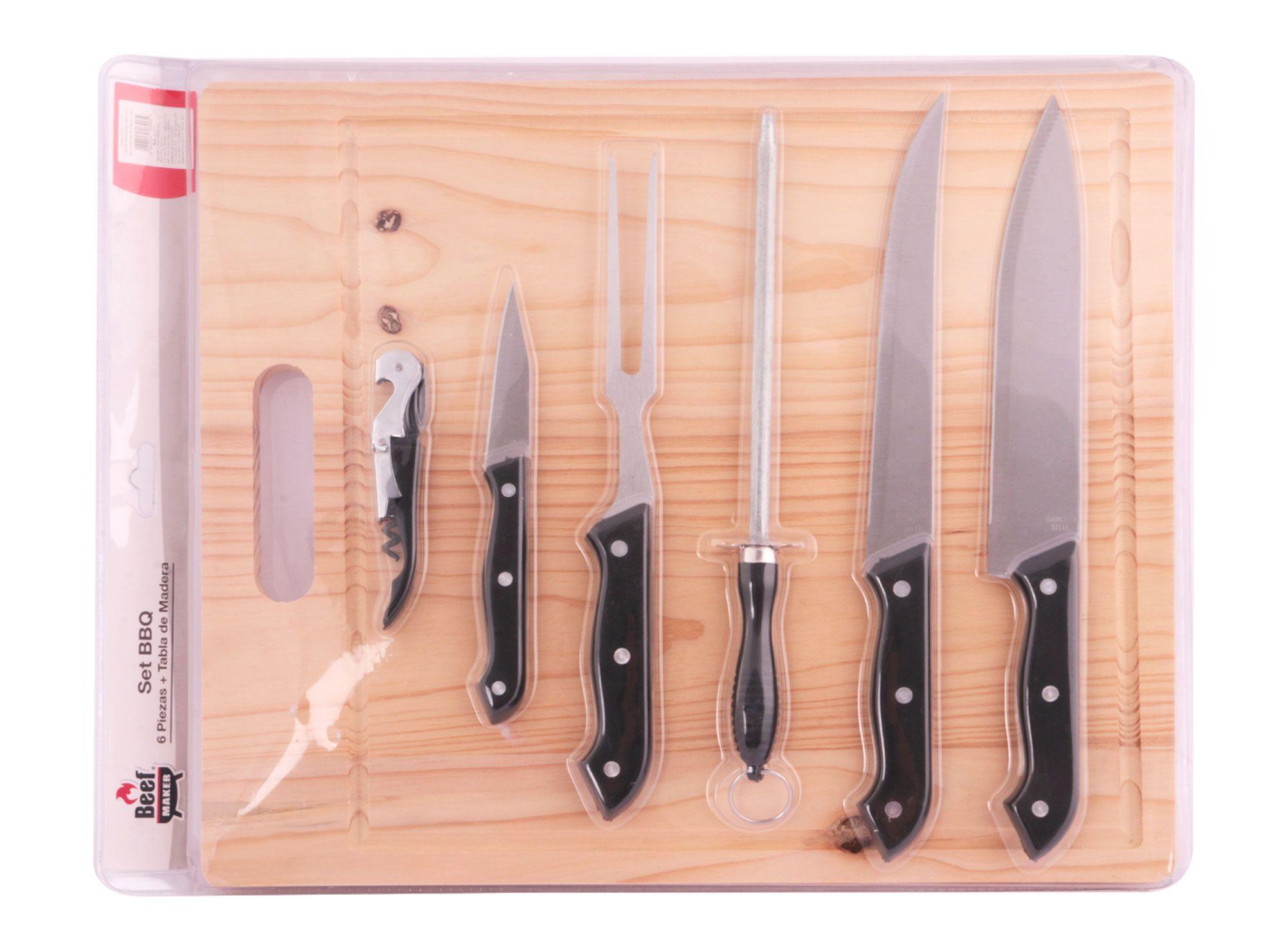 Set parrillero 6 piezas + tabla Beef Maker-1