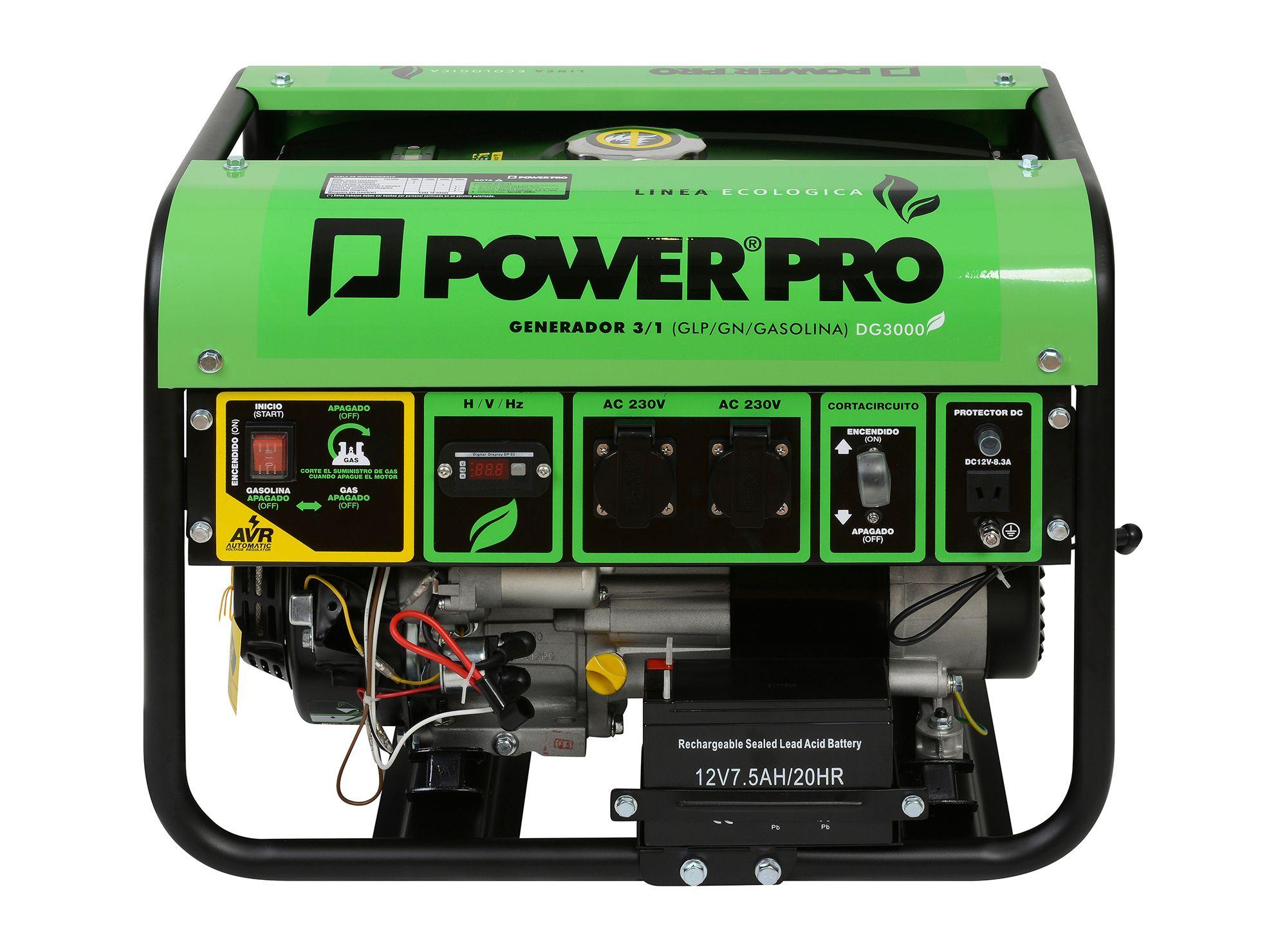 Generador eléctrico a gas/gasolina 2800W DG3000 Power Pro-0