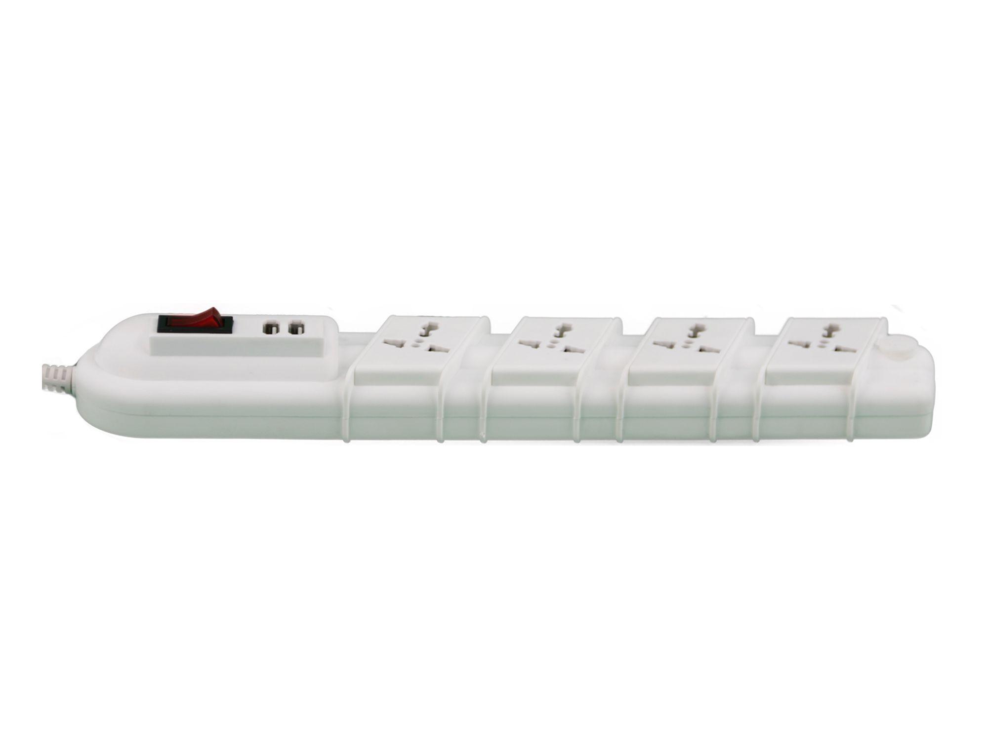 Alargador multinorma 4 posiciones 3 m 2 USB blanco Rittig-0