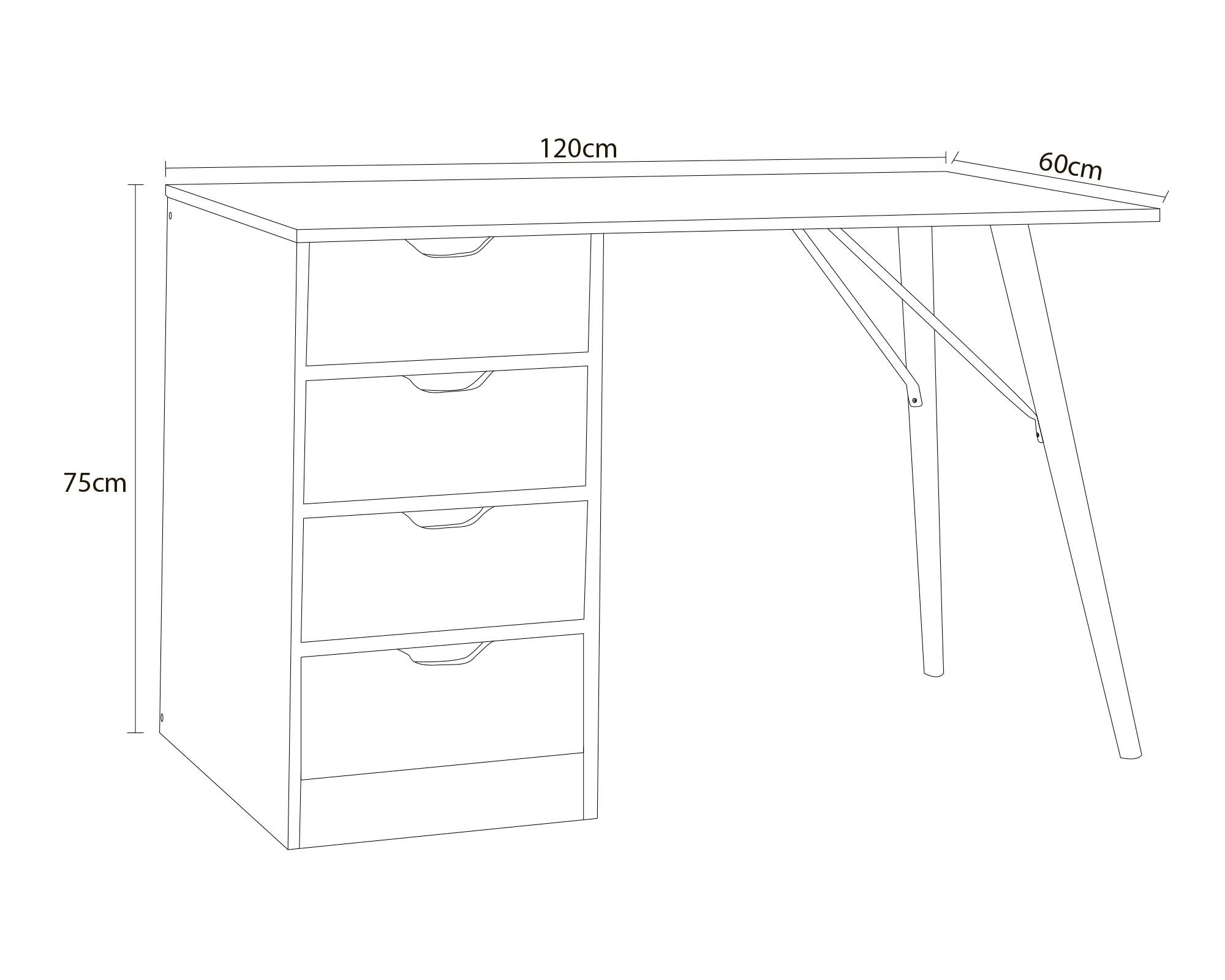 Escritorio 4 cajones Clermont natural/blanco M+Design-2