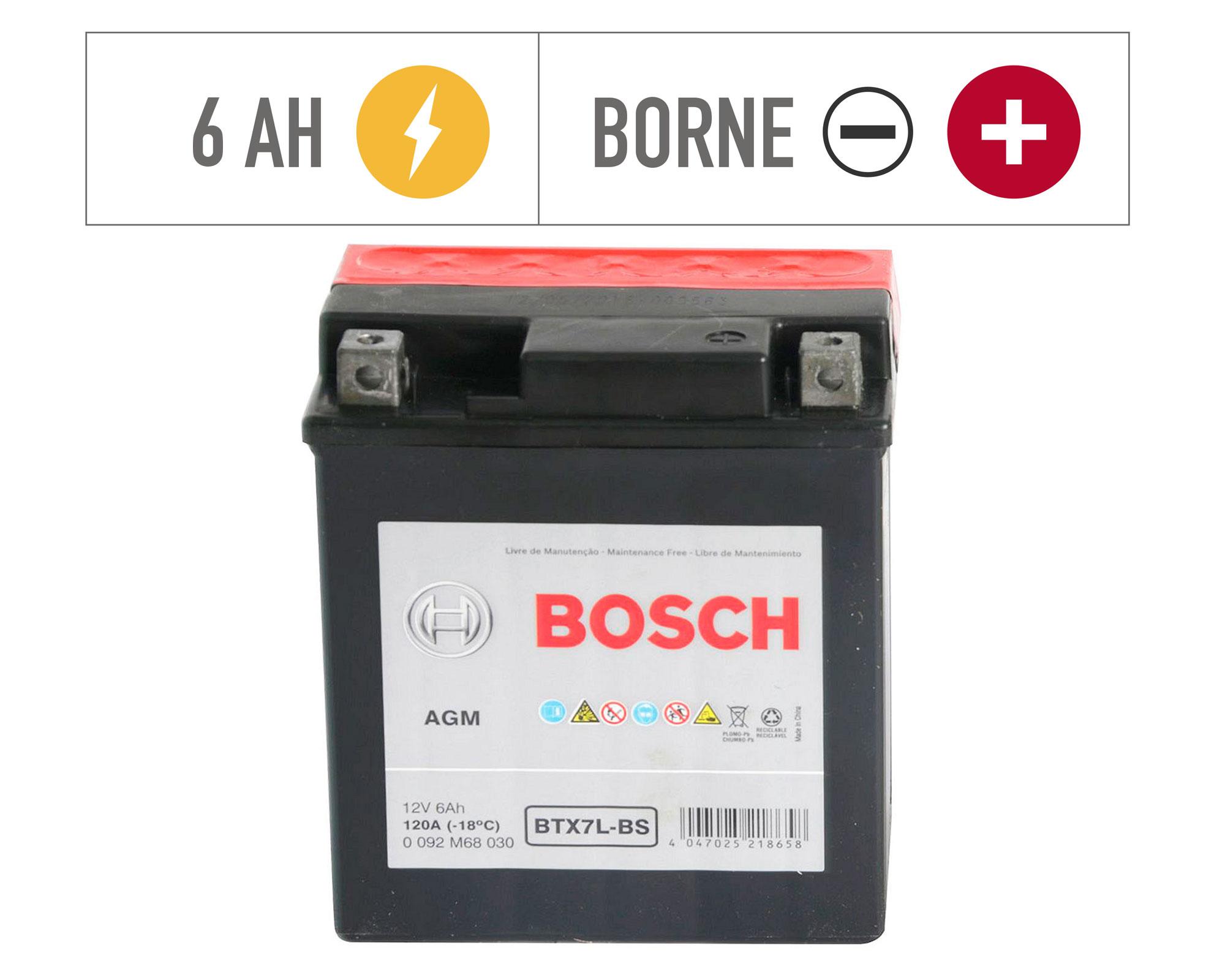 Batería moto 6AH 120CCA derecho BTX7L-BS Bosch-1