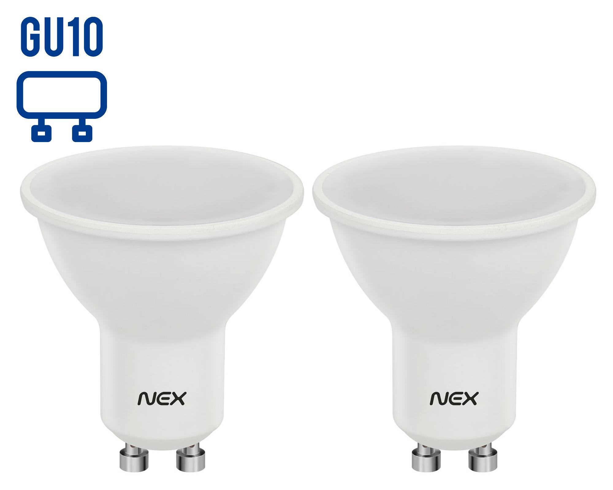 Ampolleta LED 7W GU10 luz fría 2 unidades Nex-0
