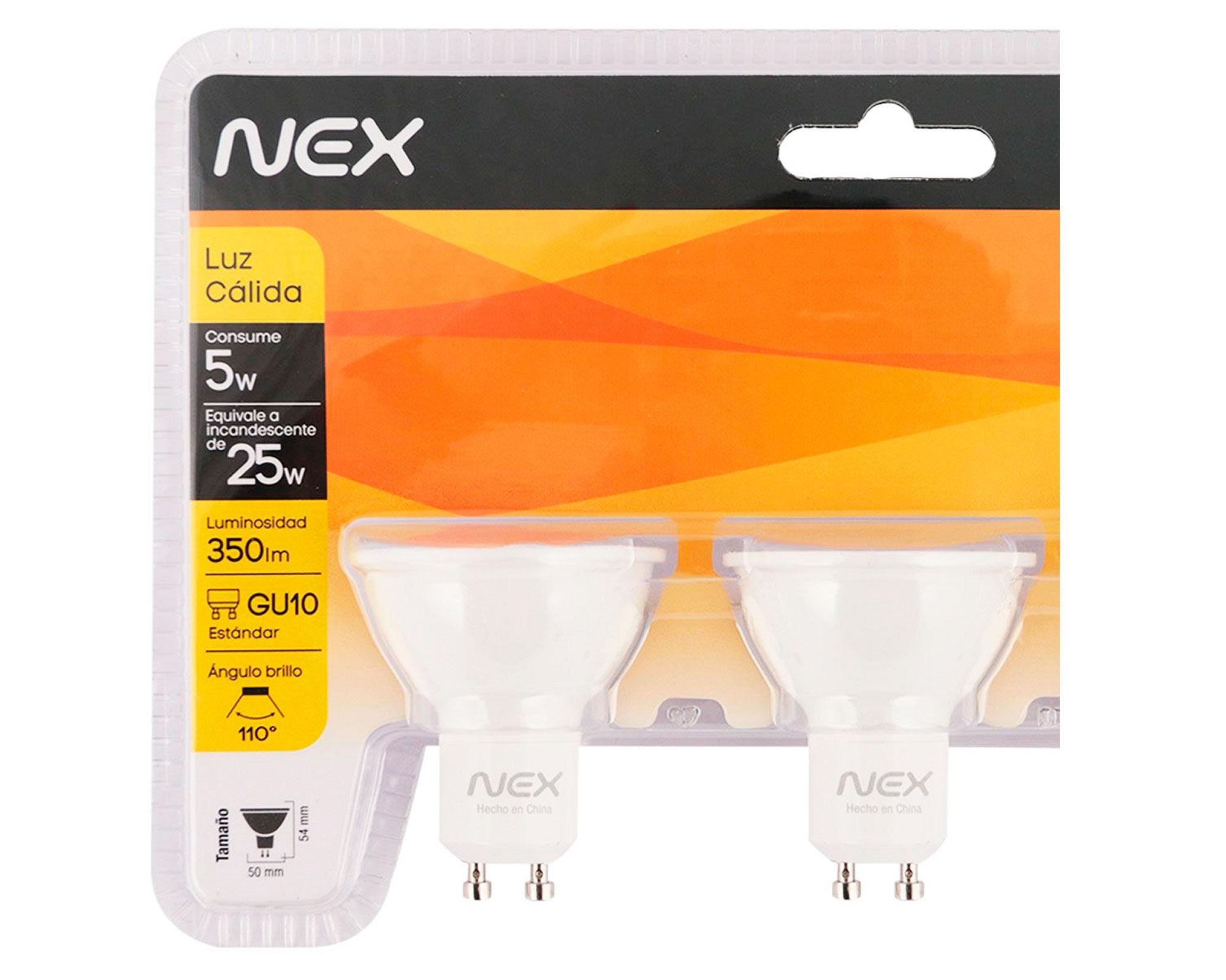 Ampolleta LED 5W GU10 luz cálida 3 unidades Nex-1