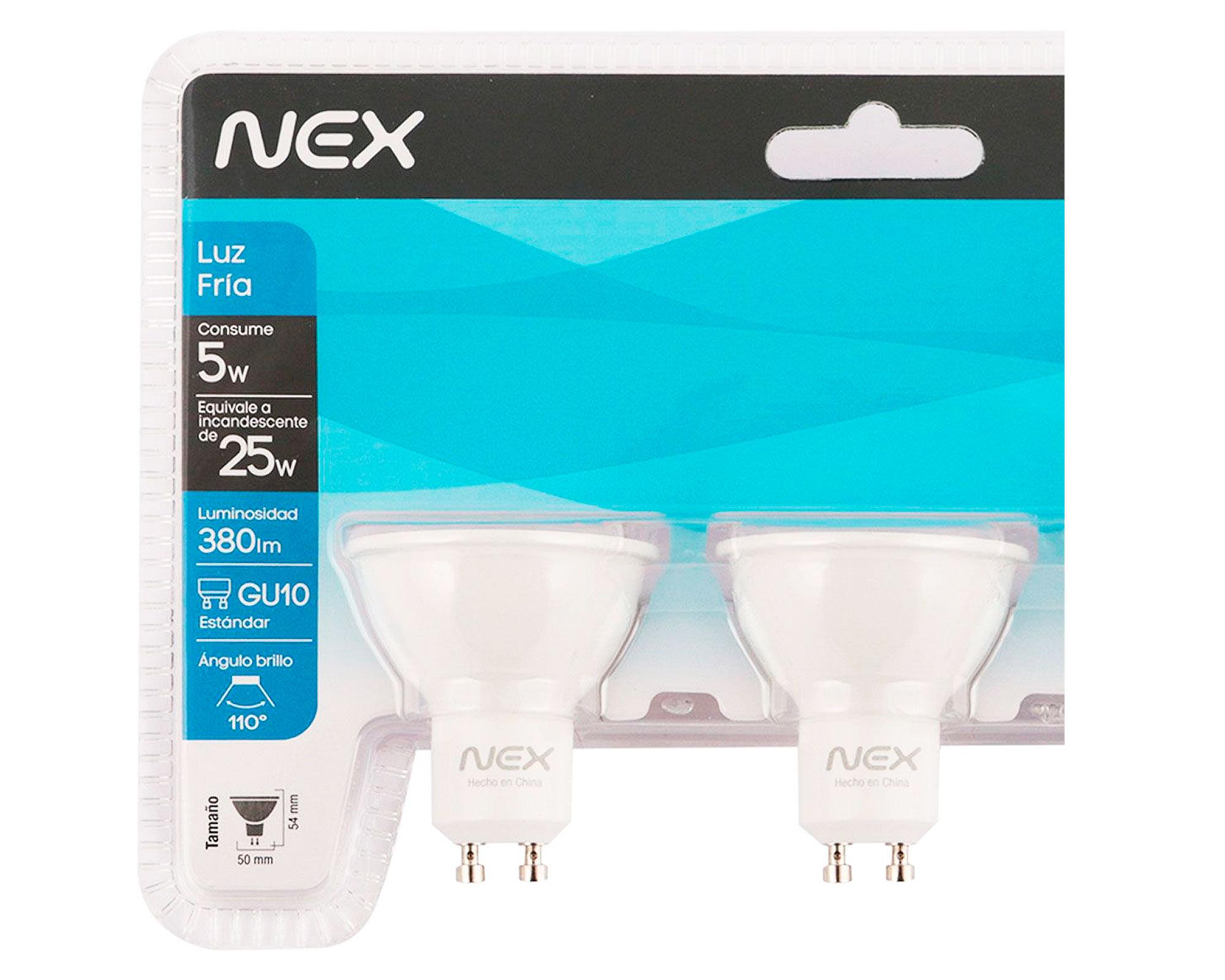 Ampolleta LED 5W GU10 luz fría 3 unidades Nex-1