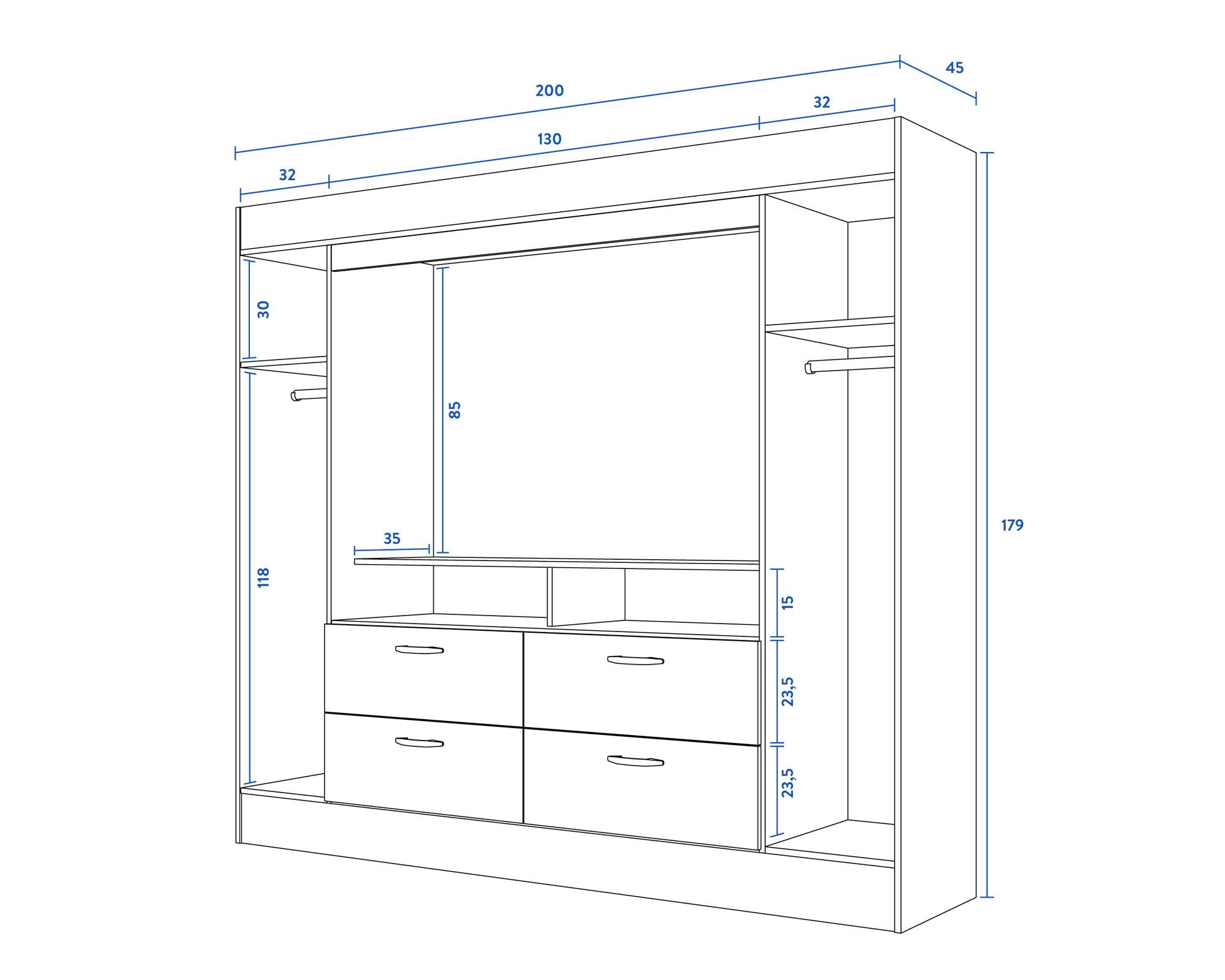 Clóset TV 55'' 2 puertas 4 cajones Baker chocolate Cic-6