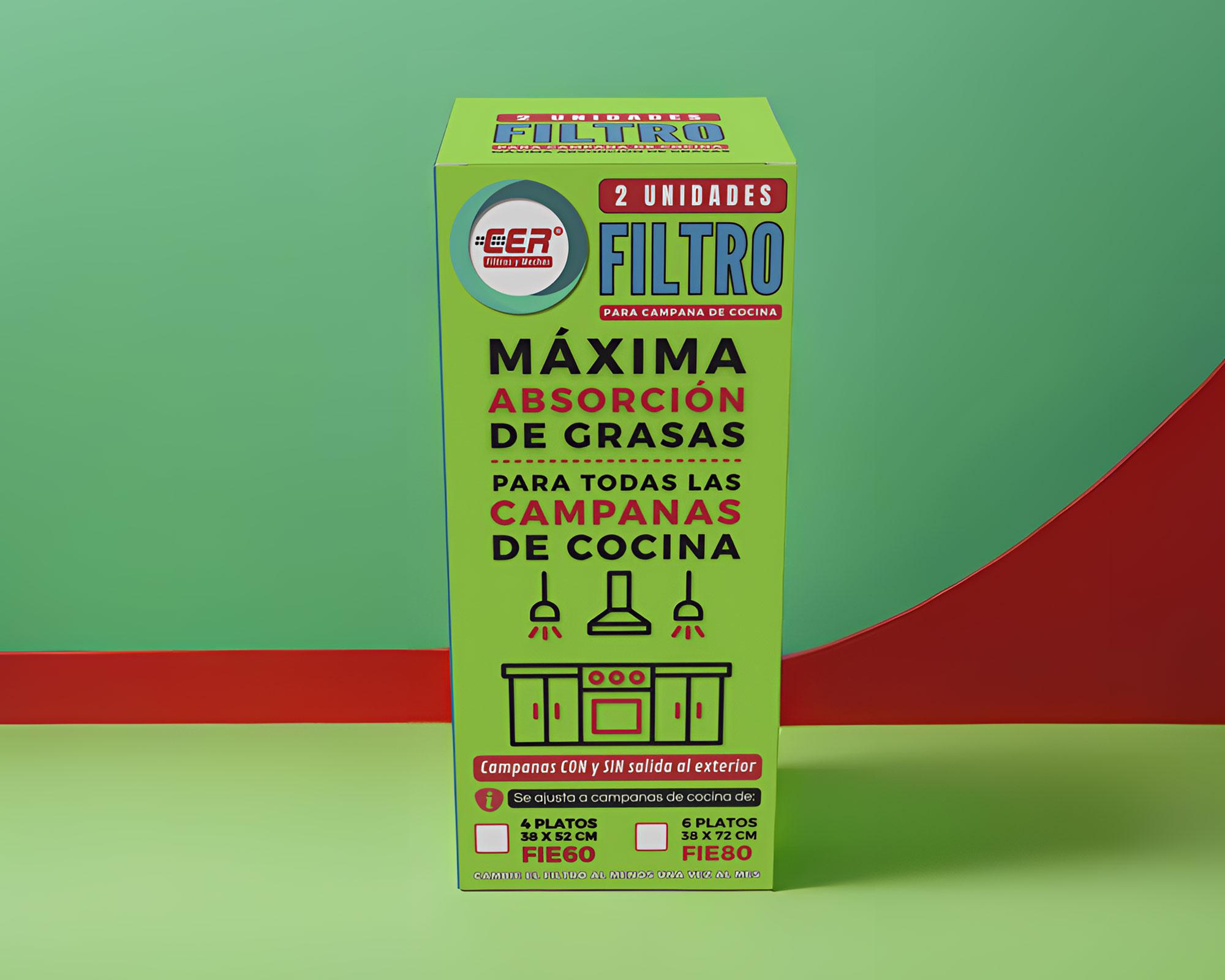 Filtros 52 x 38 cm campanas cocina 4 platos 2 unidades Cer-4