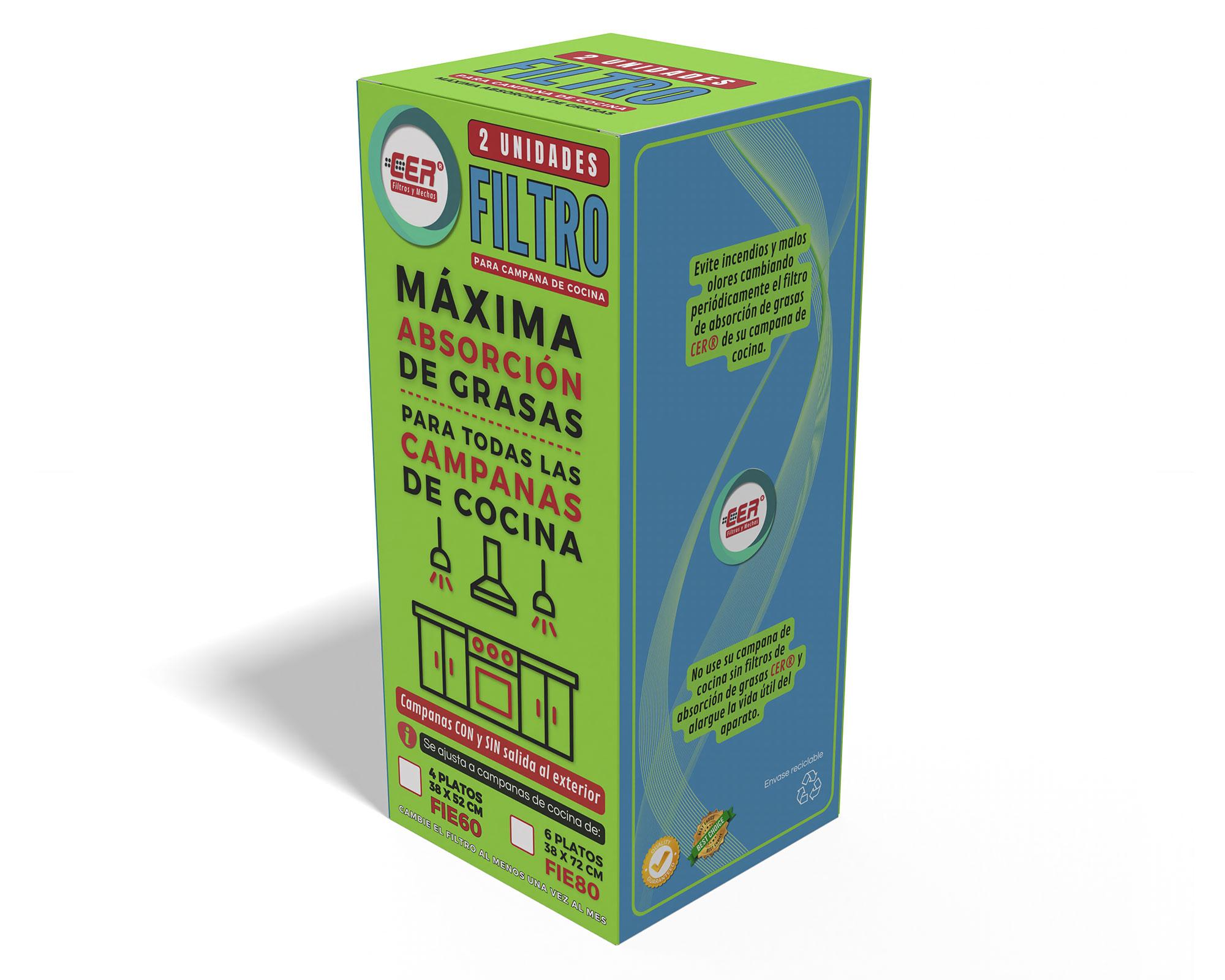 Filtros 52 x 38 cm campanas cocina 4 platos 2 unidades Cer-2