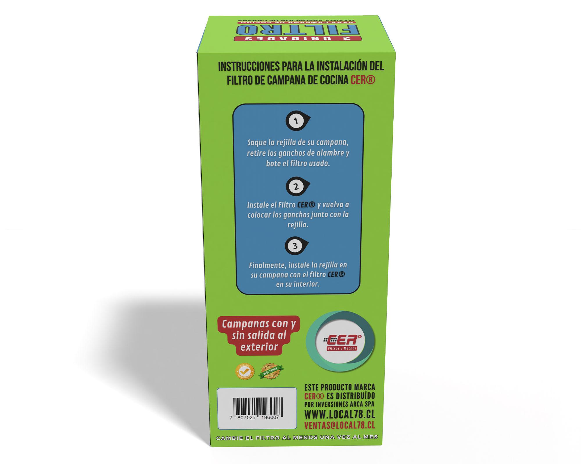 Filtros 52 x 38 cm campanas cocina 4 platos 2 unidades Cer-5