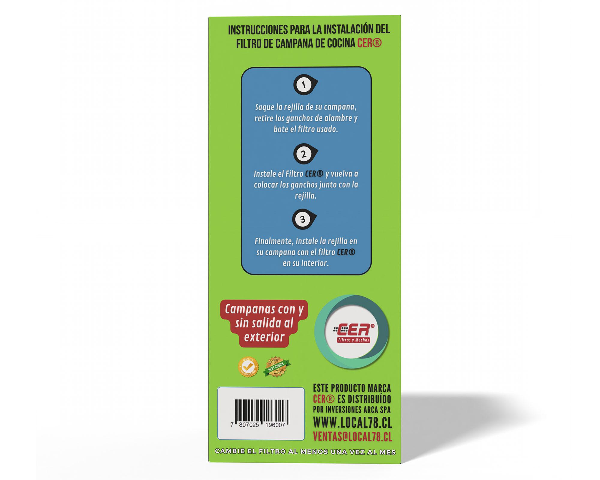 Filtros 72x37 cm campanas cocina 6 platos 2 unidades Cer-5