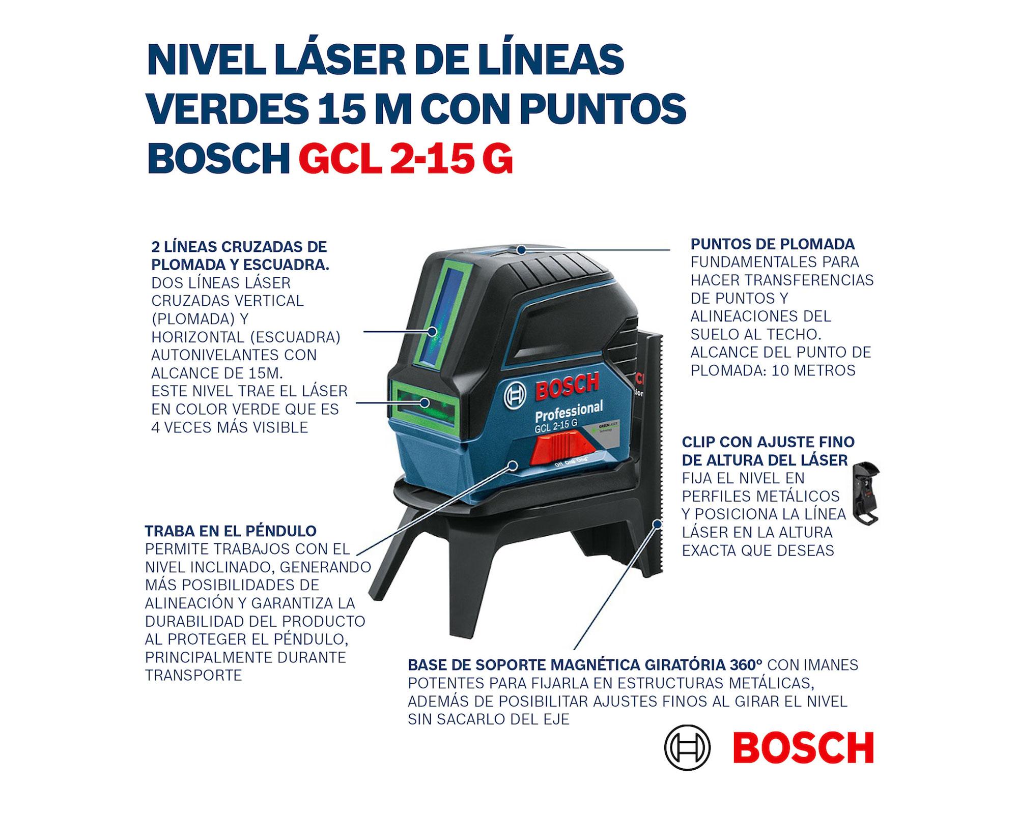 Nivel láser líneas y puntos verde GCL 2-15 G Bosch-5