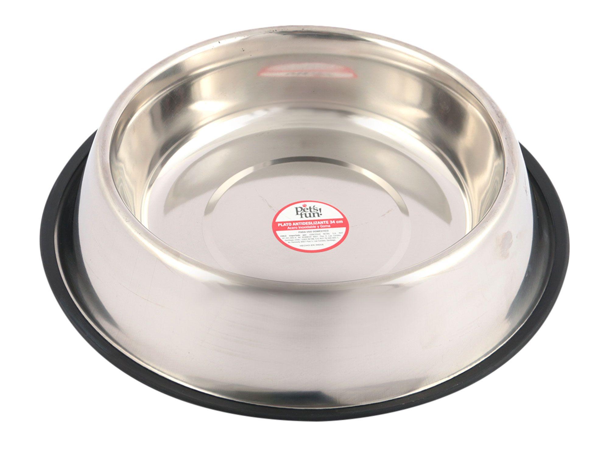 Plato mascota 2,8 litros antideslizante inox Pet's fun-1