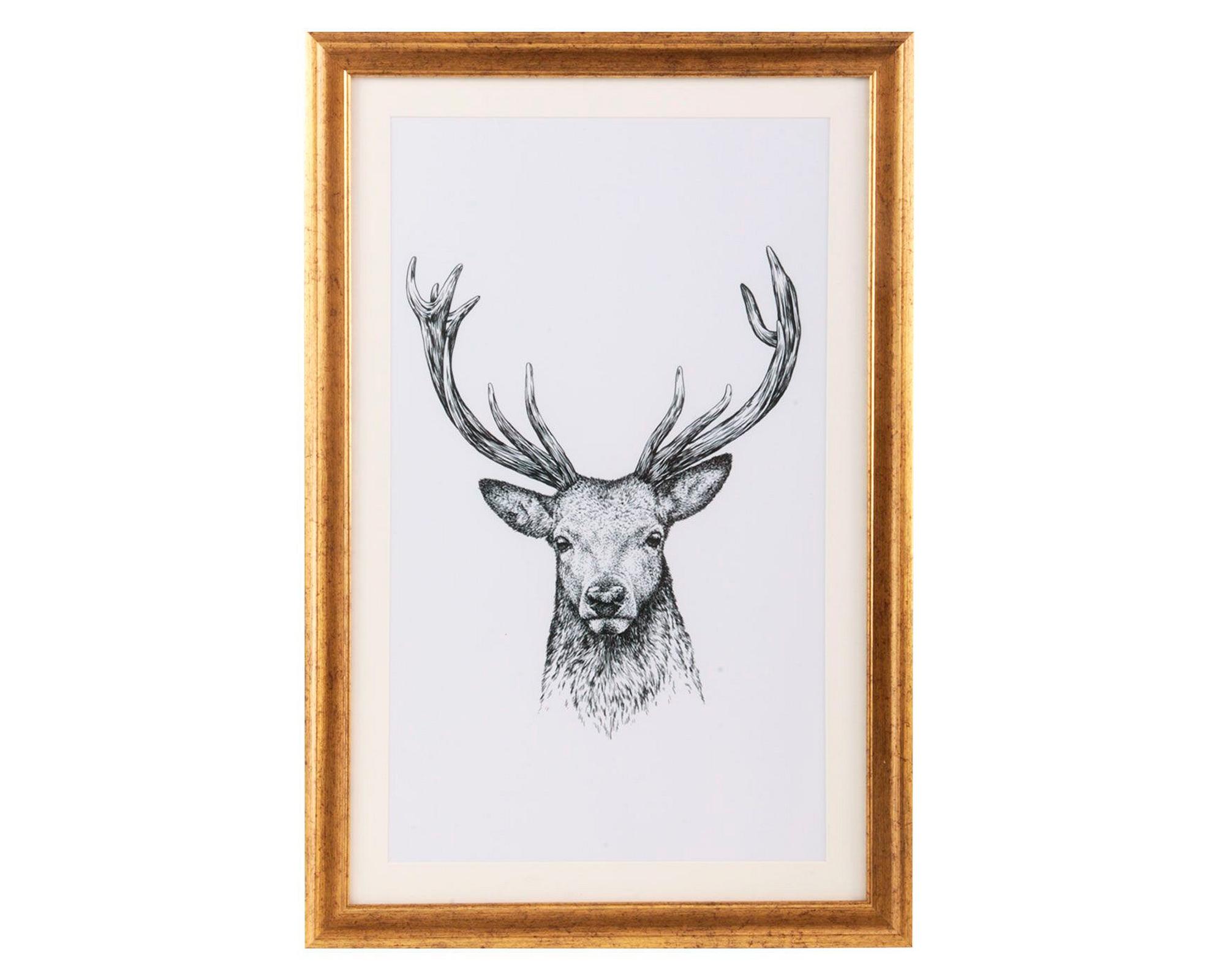 Cuadro 40x60 cm venado dorado/blanco Ronda-2