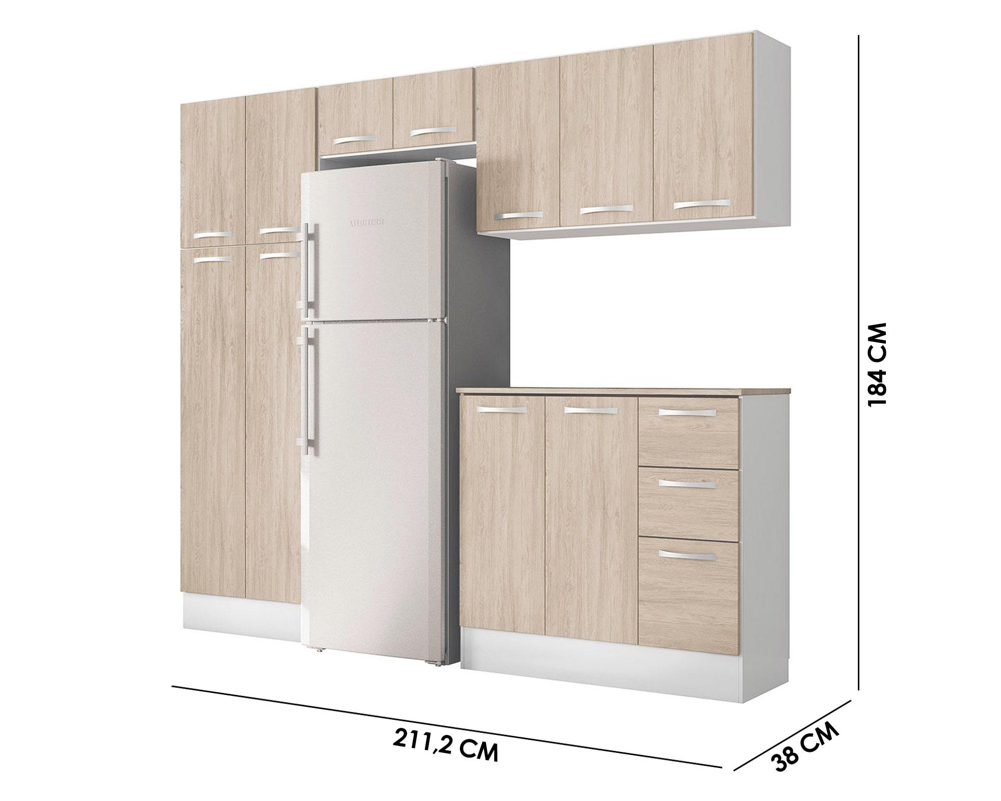 Kit cocina 11 puertas 3 cajones Sevilla blanco/vainilla Favatex-5