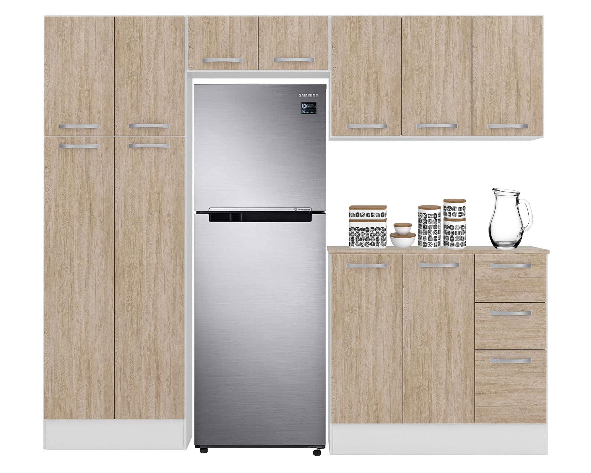 Kit cocina 11 puertas 3 cajones Sevilla blanco/vainilla Favatex-0