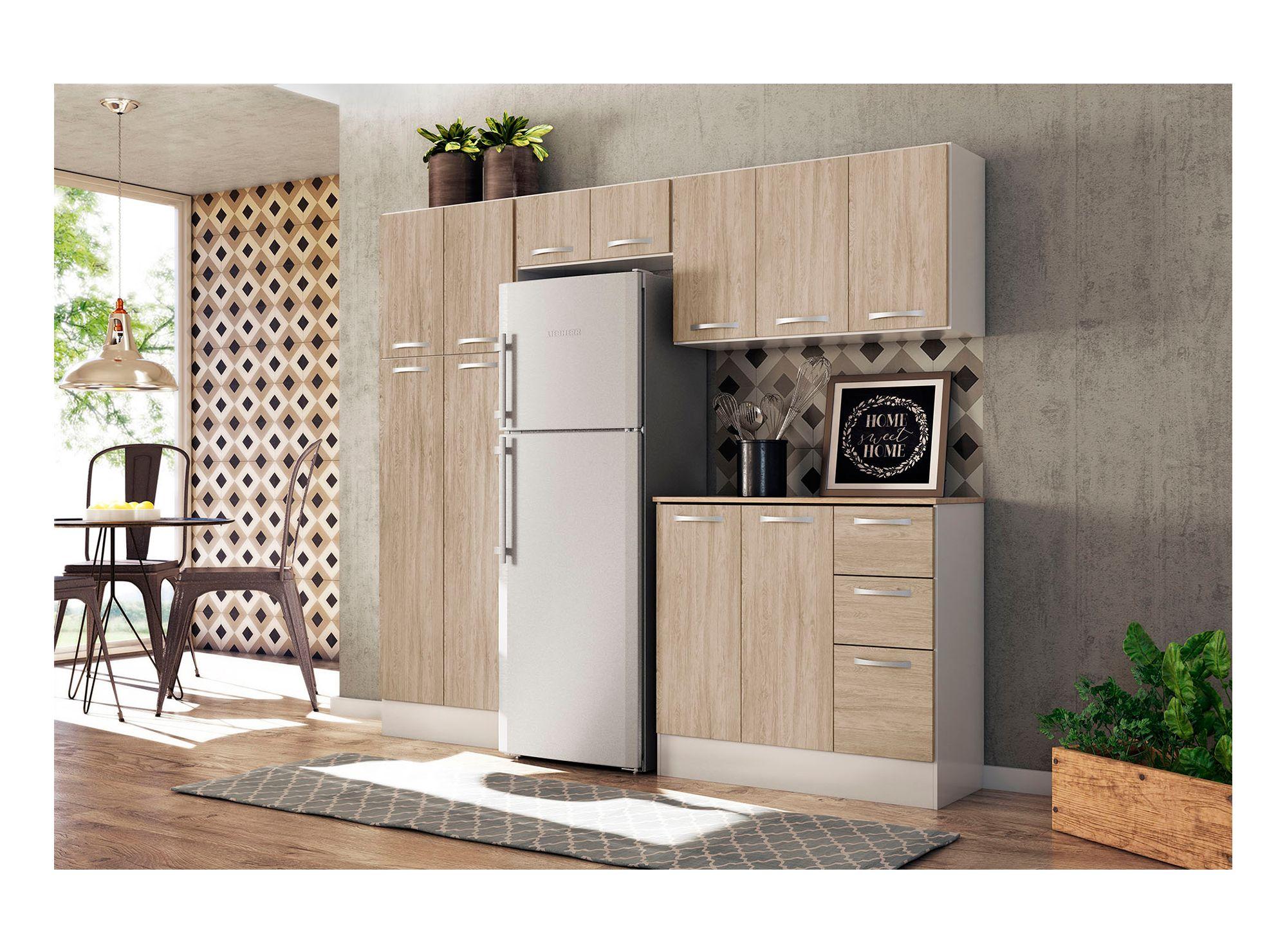 Kit cocina 11 puertas 3 cajones Sevilla blanco/vainilla Favatex-4