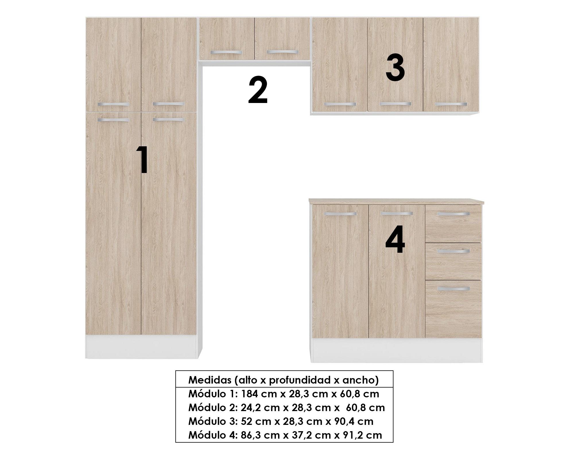 Kit cocina 11 puertas 3 cajones Sevilla blanco/vainilla Favatex-6