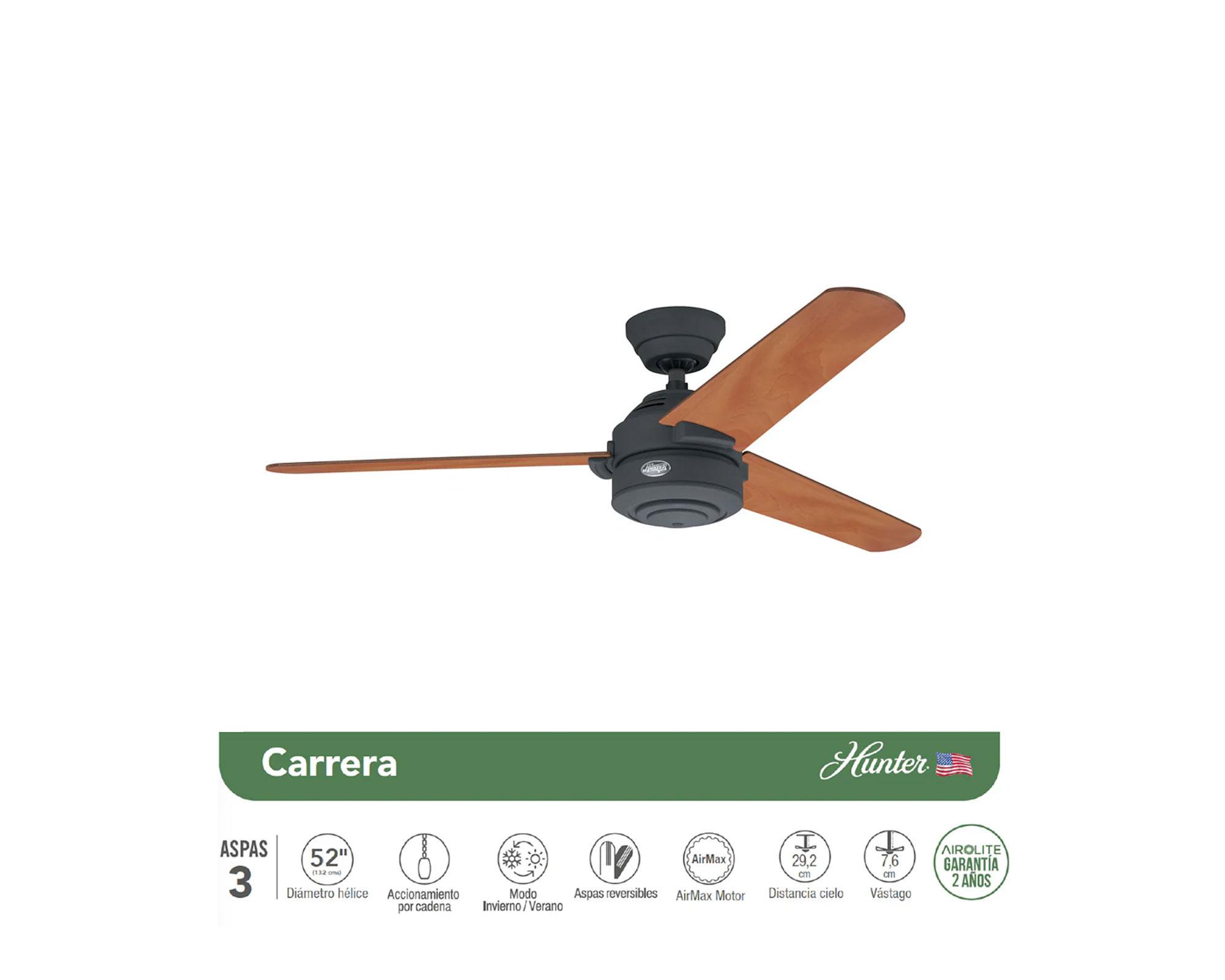 Ventilador de techo Carrera 52'' negro café 100 W-1