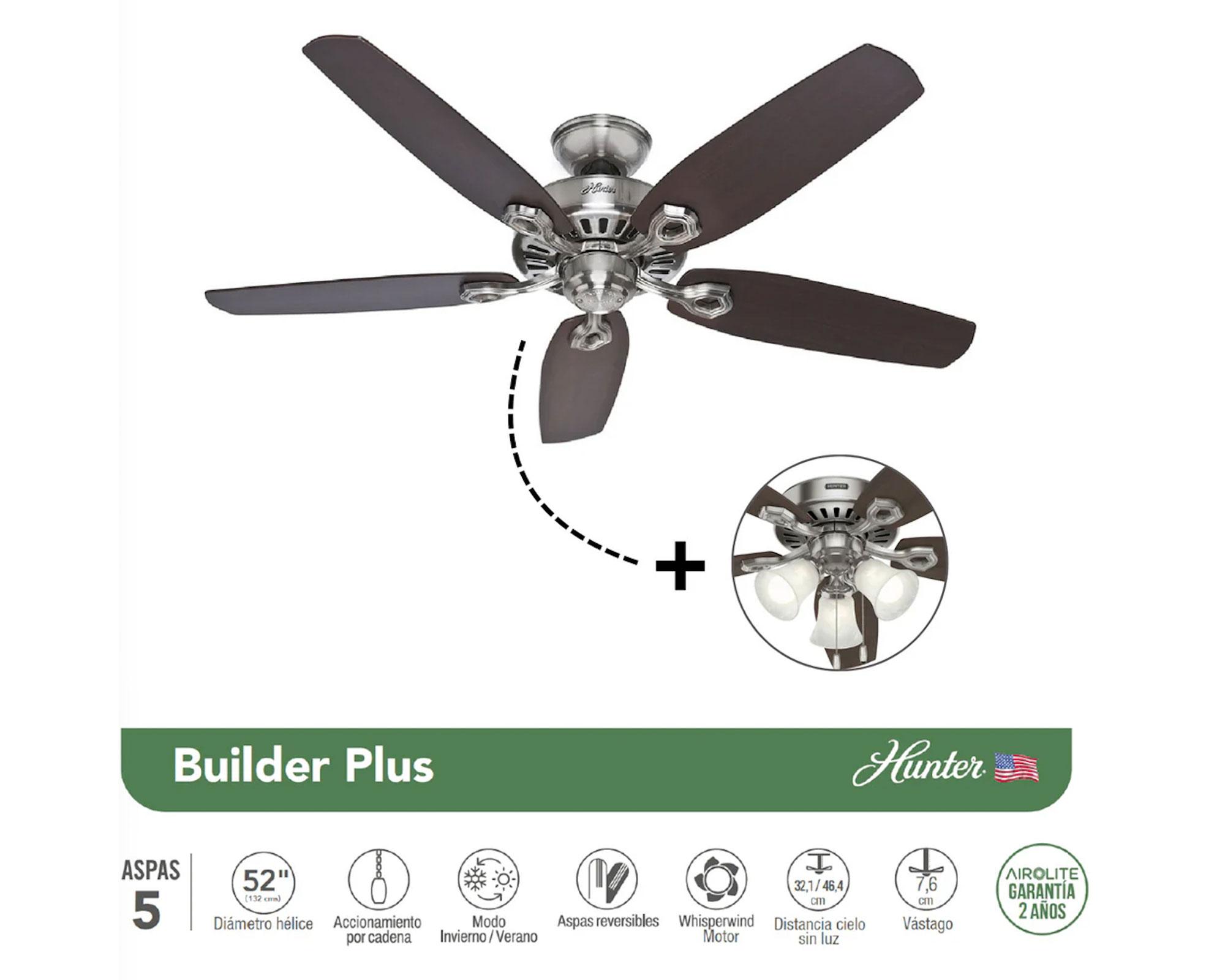 Ventilador de techo Builders plus 52'' plata 80 W-1