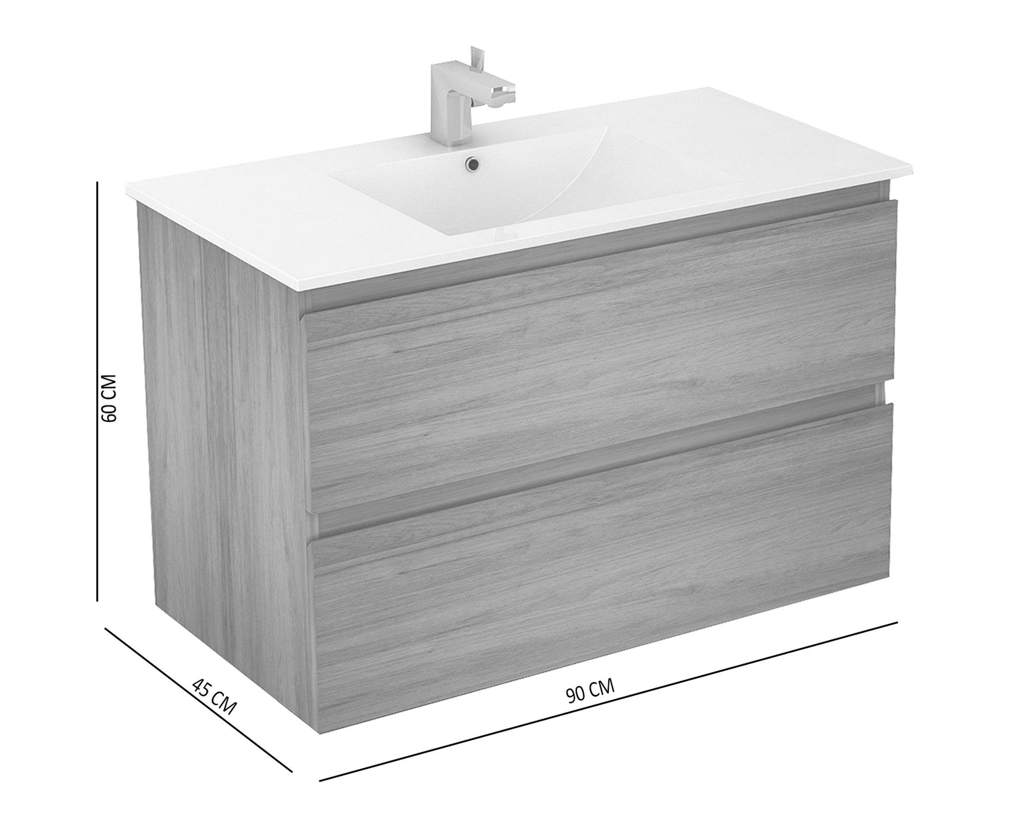 Mueble vanitorio 2 cajones 90 cm Delfos Light oak Klipen-2