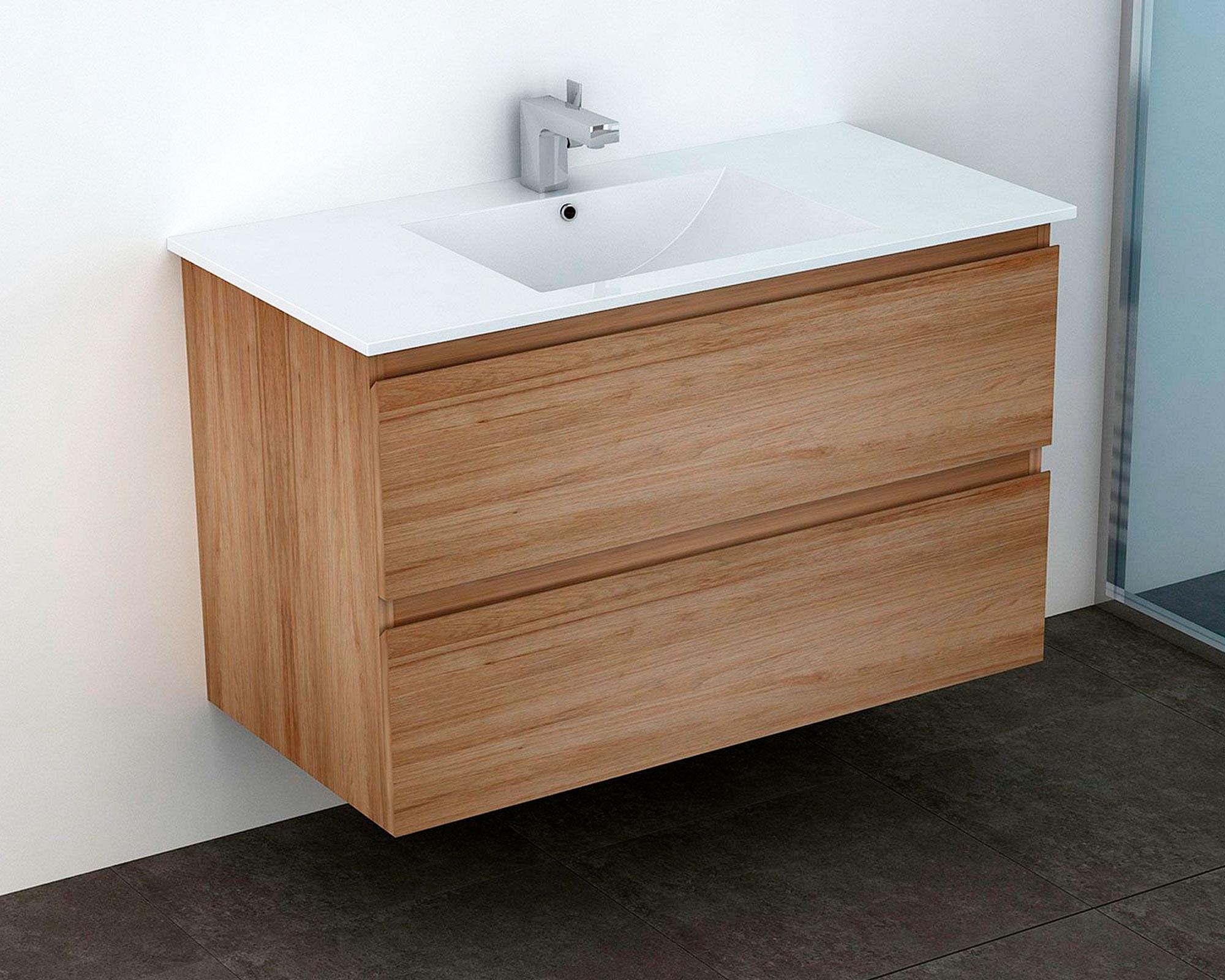 Mueble vanitorio 2 cajones 90 cm Delfos Light oak Klipen-1
