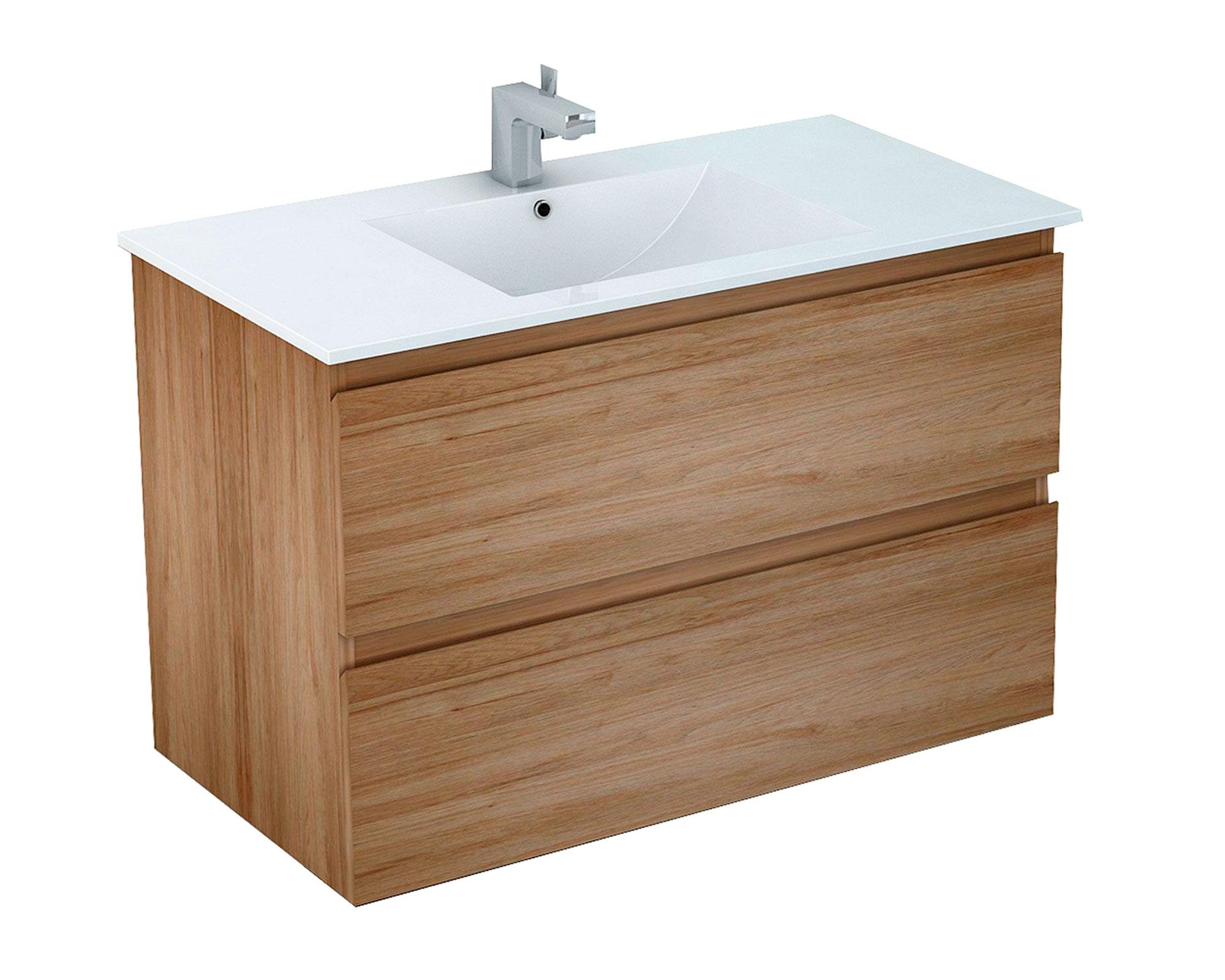 Mueble vanitorio 2 cajones 90 cm Delfos Light oak Klipen-0