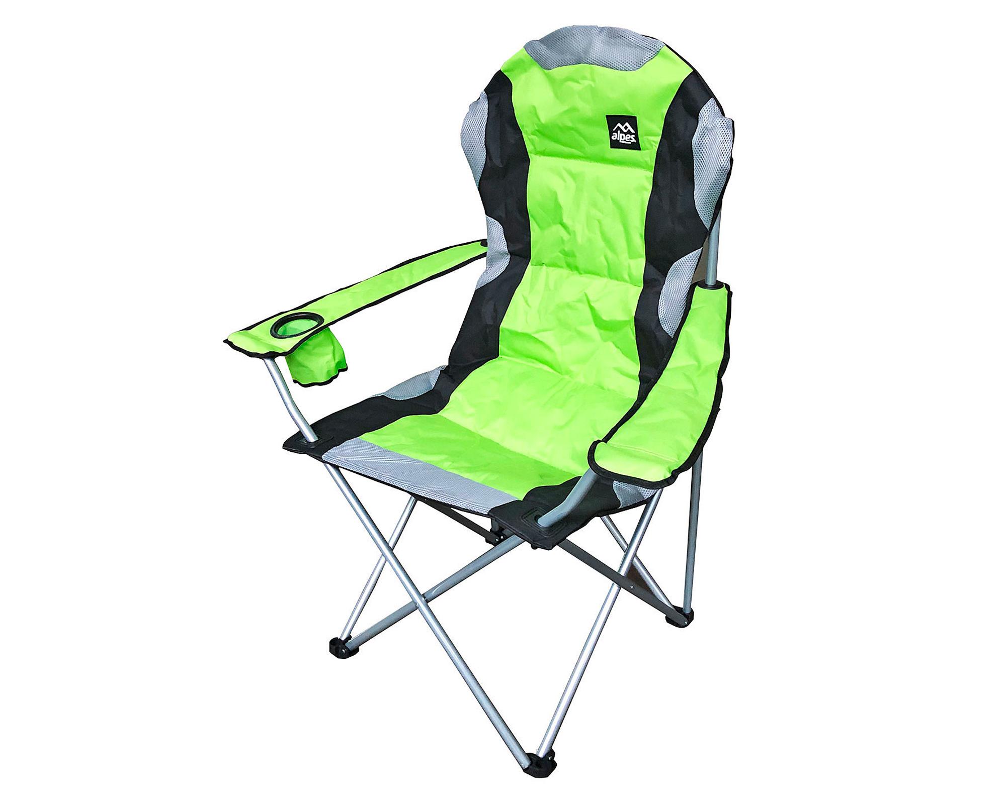 Silla camping con apoyabrazos verde/negro Alpes-0