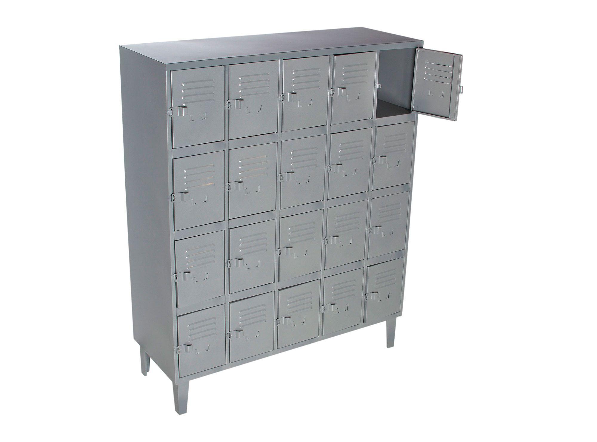 Locker industrial 5 cuerpos 20 puertas gris MoviLocker-0
